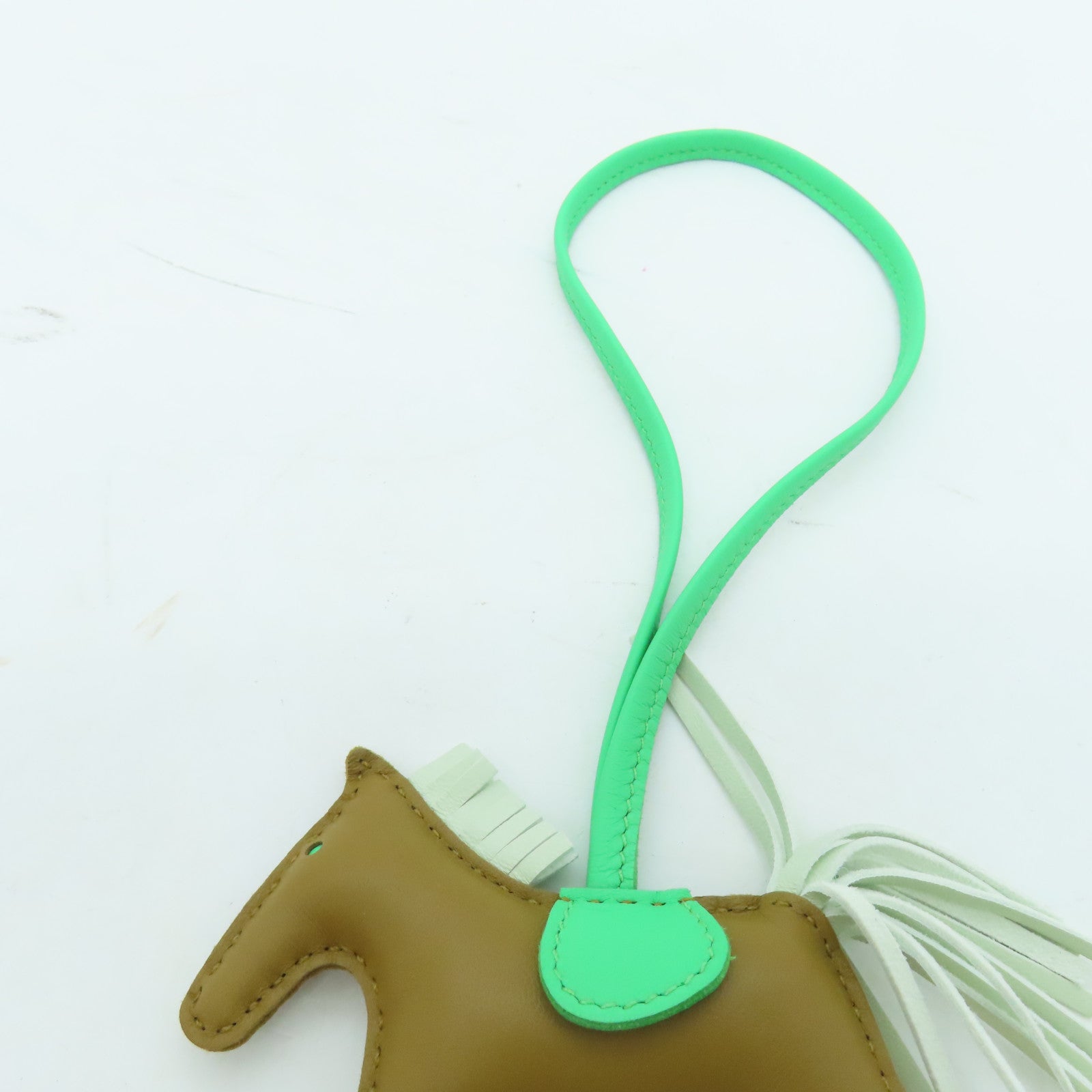 HERMES Swift皮革Rodeo PM掛飾啡色/綠色