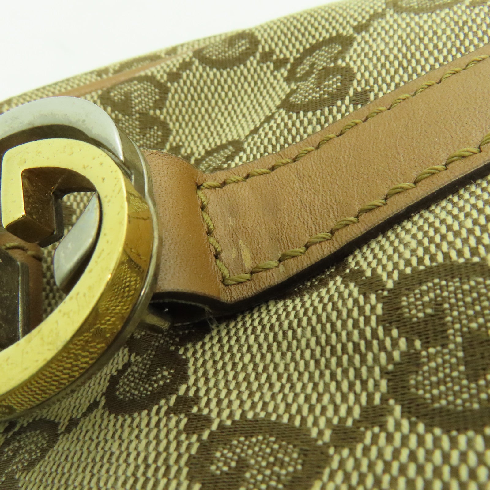 GUCCI 帆布Shoulder Bag金扣肩背袋棕色