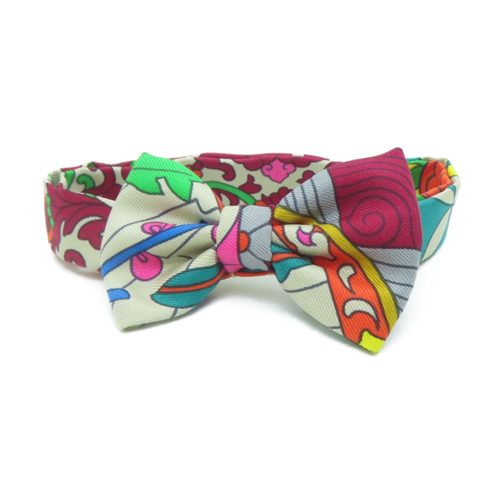 HERMES 絲質Bowtie銀扣領結彩色