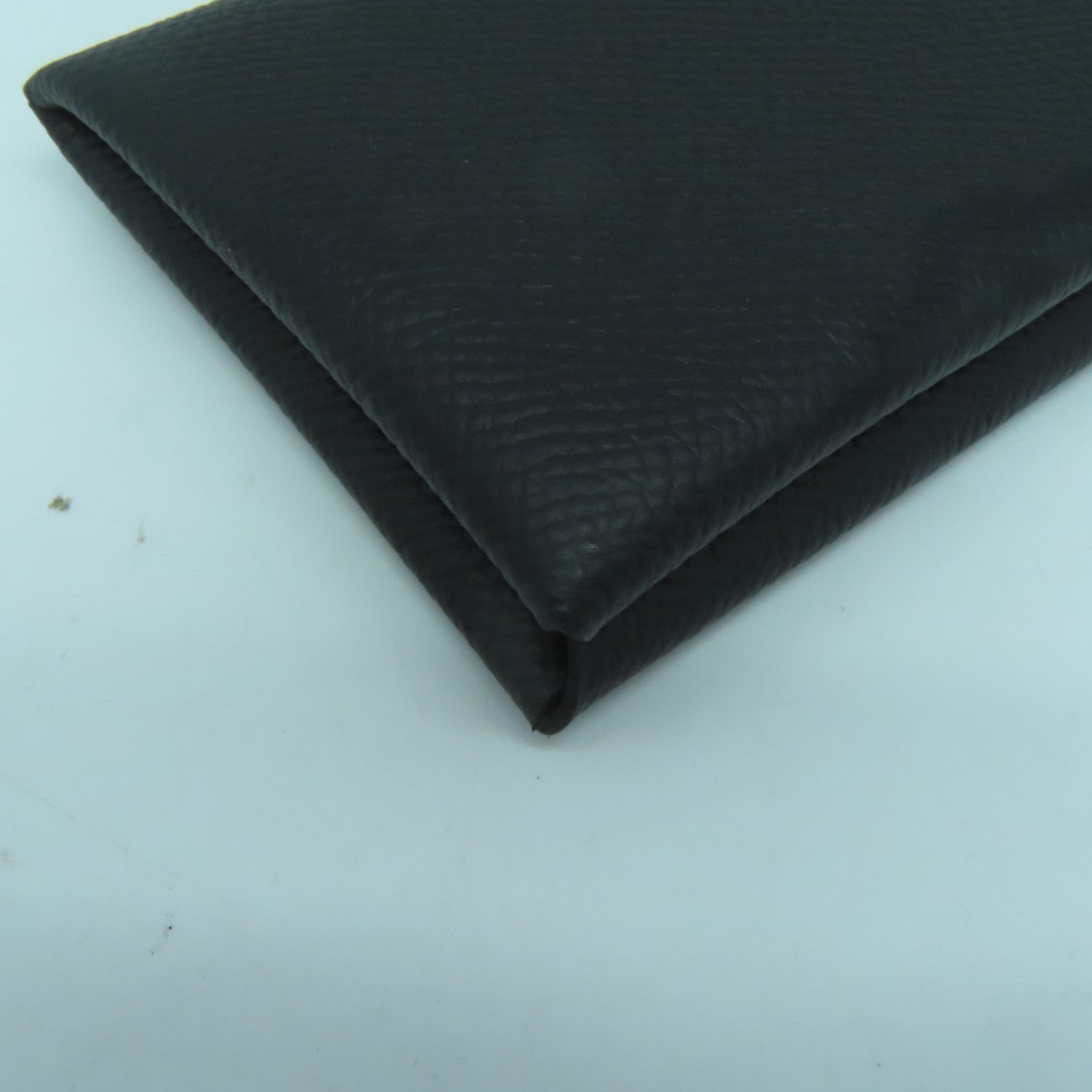 HERMES Epsom皮革Calvi銀扣卡片套Noir黑色