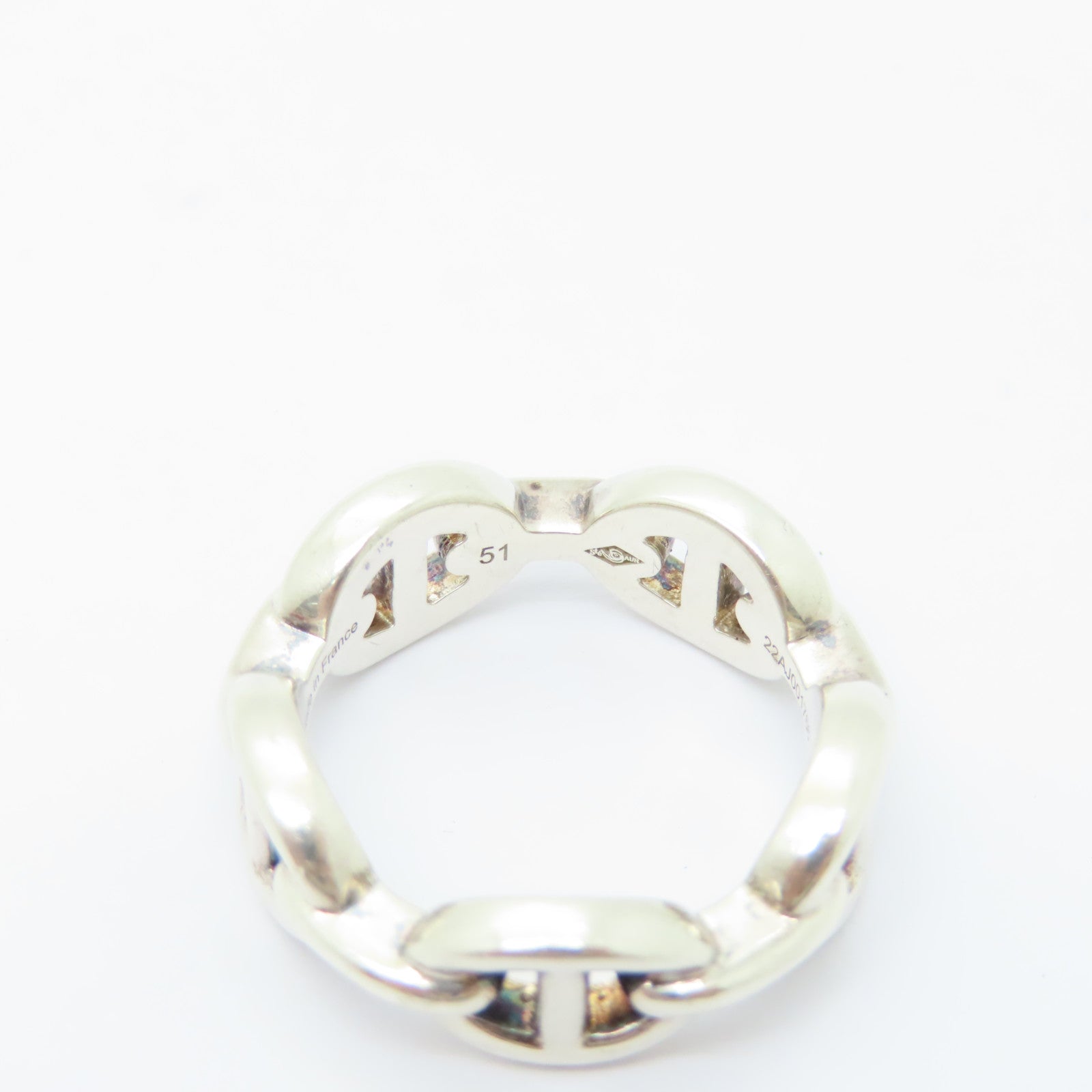 HERMES 【激減優惠】925純銀Chaine d'Ancre戒指Hermes#51/US#5.5