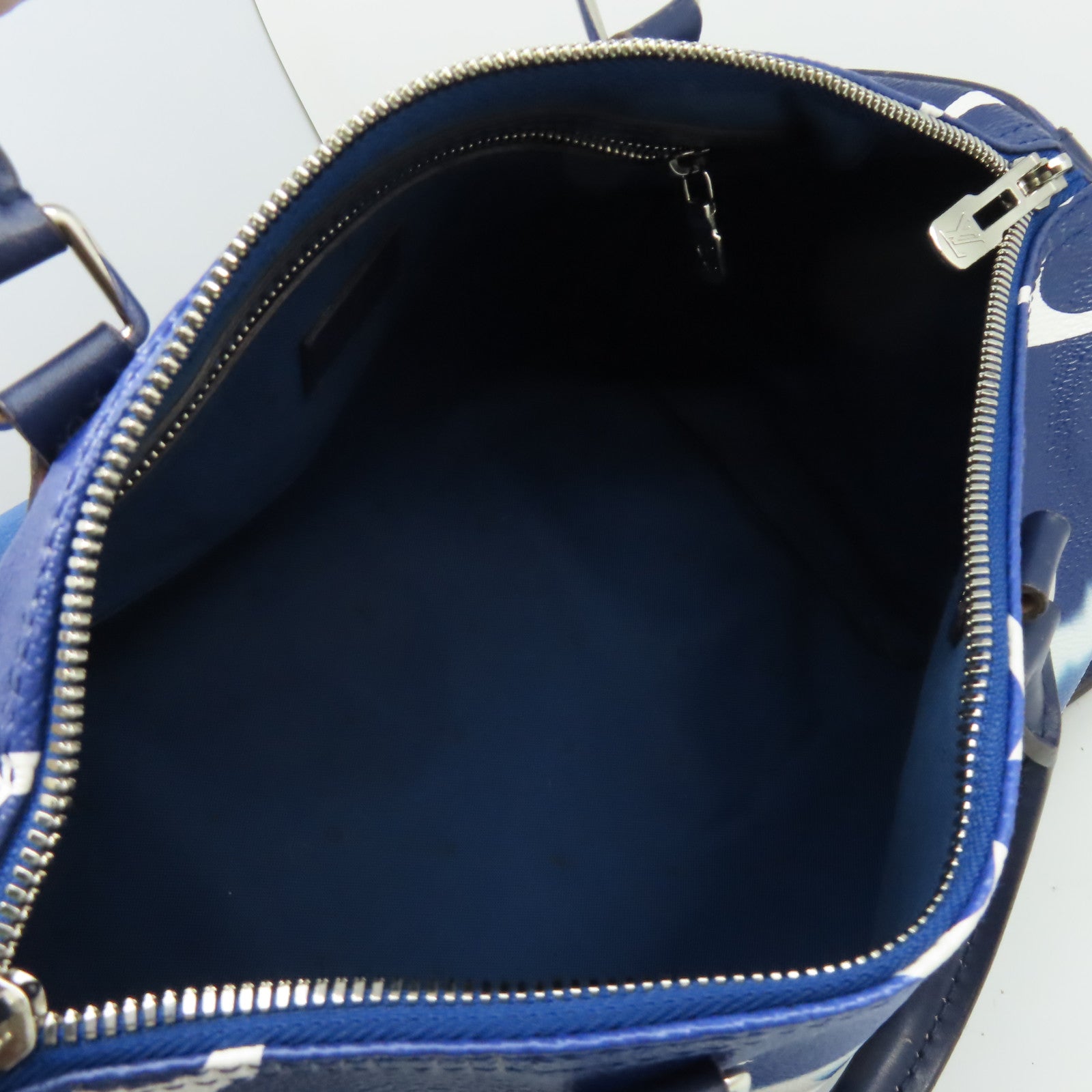 LOUIS VUITTON Monogram Speedy 30 Bandouiere銀扣手挽肩背兩用袋藍色
