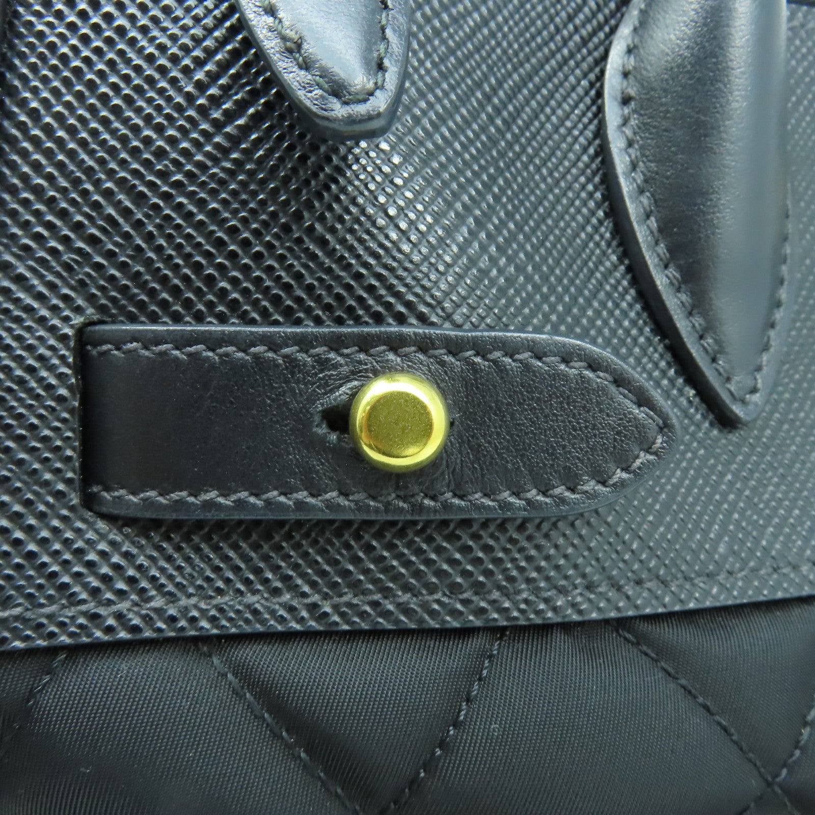 PRADA 【激減優惠】菱格尼龍/牛皮皮革2 Way Shoulder Bag金扣手挽肩背兩用袋黑色