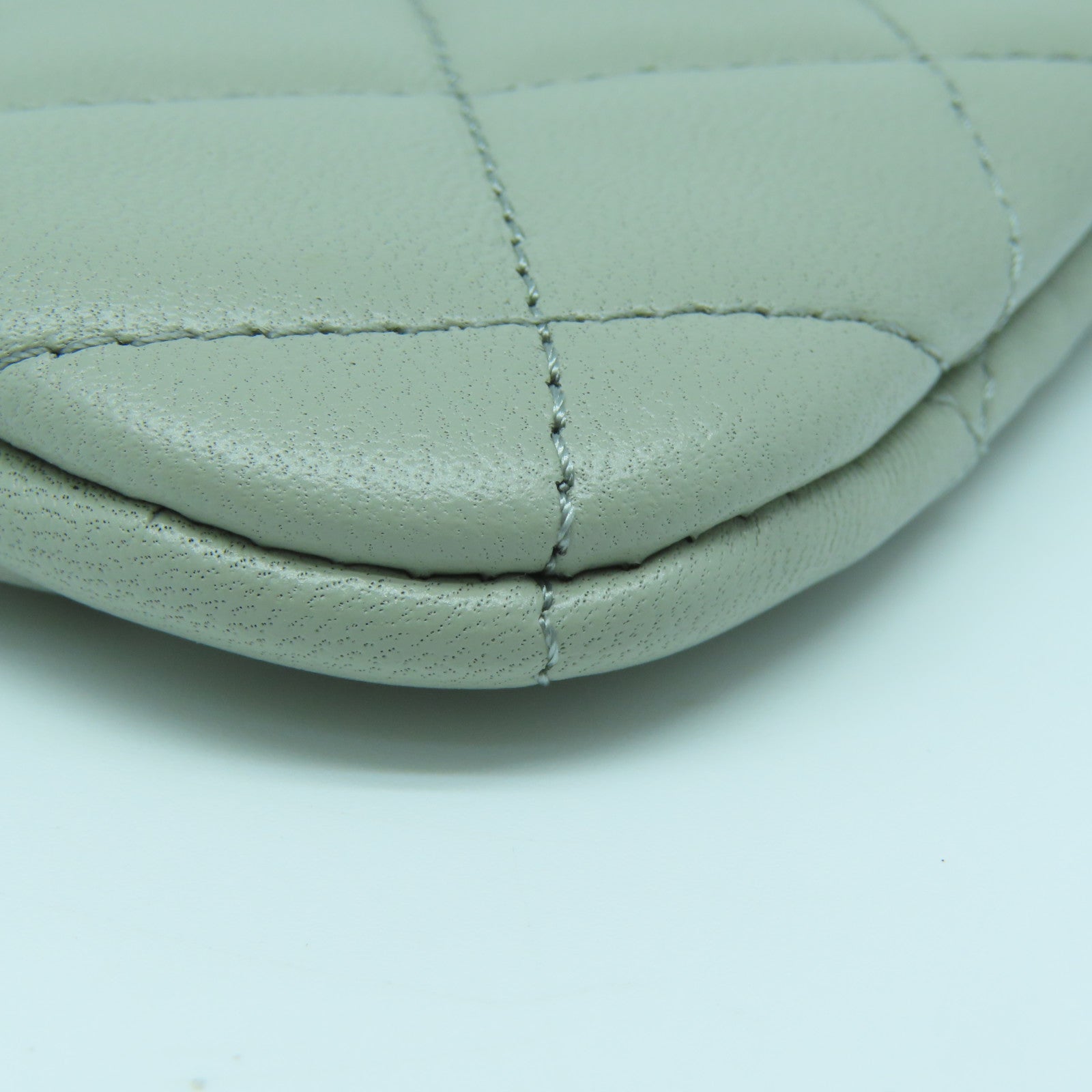 CHANEL diamond leather Pouch gold buckle clutch taupe