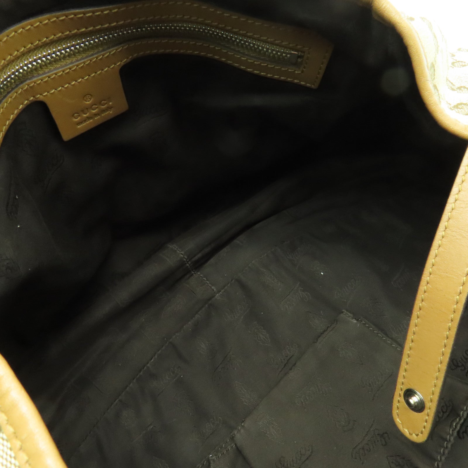 GUCCI 帆布Shoulder Bag金扣肩背袋棕色