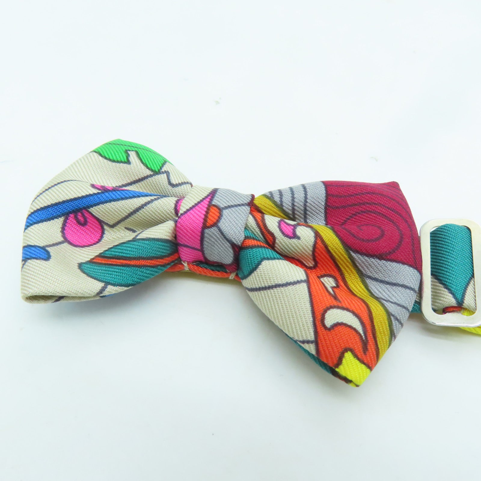 HERMES 絲質Bowtie銀扣領結彩色