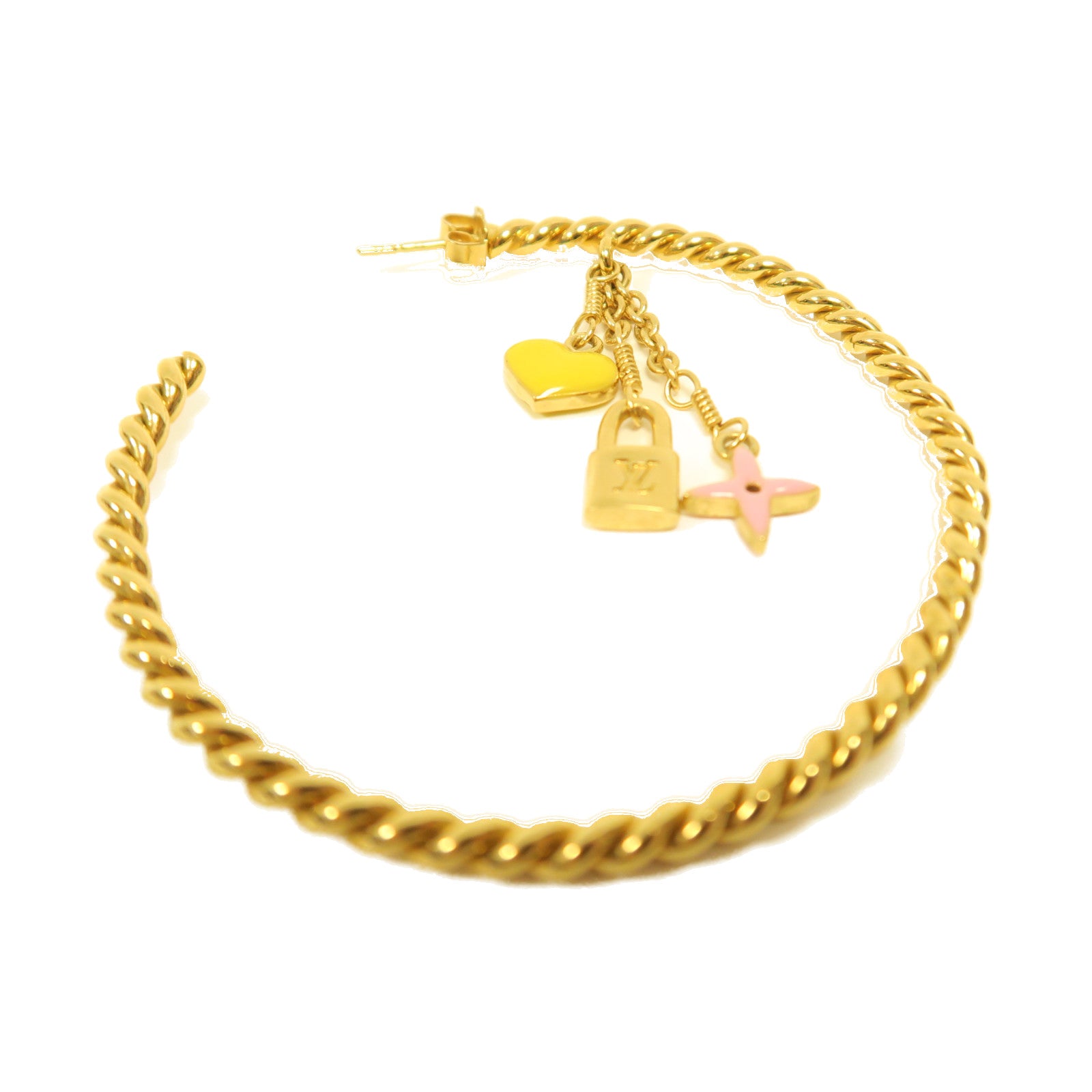 LOUIS VUITTON 金屬Earrings金扣耳環粉紅色/黃色/綠色