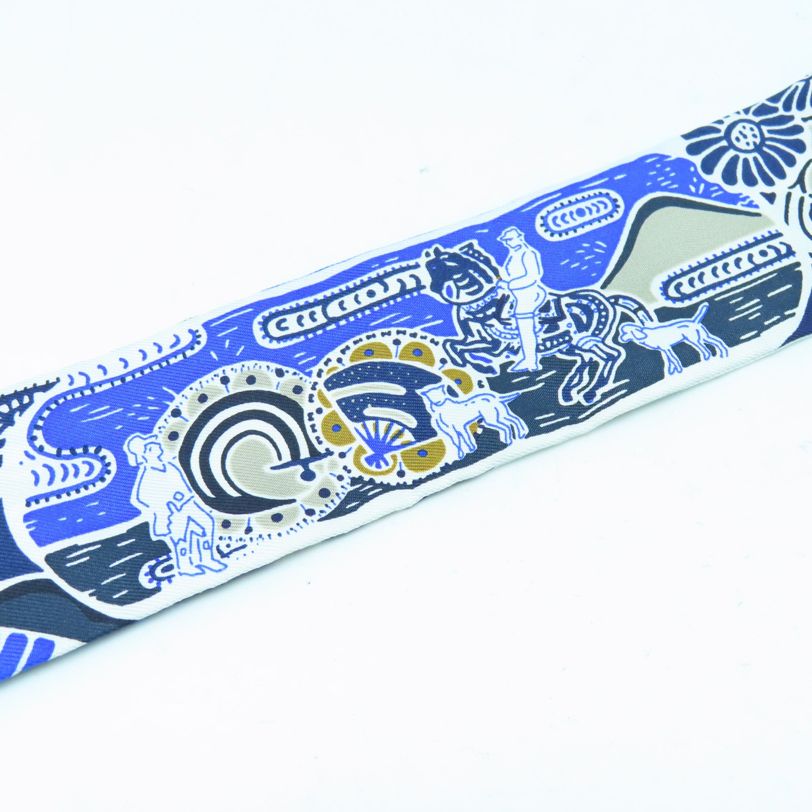 HERMES Silk Twilly Scarf Blue Color