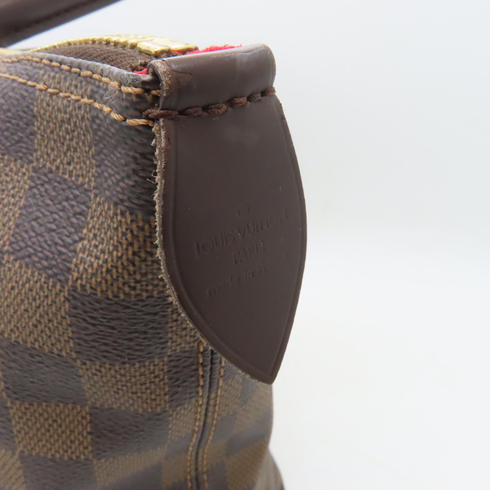 LOUIS VUITTON Damier Saleya MM金扣肩背袋棕色