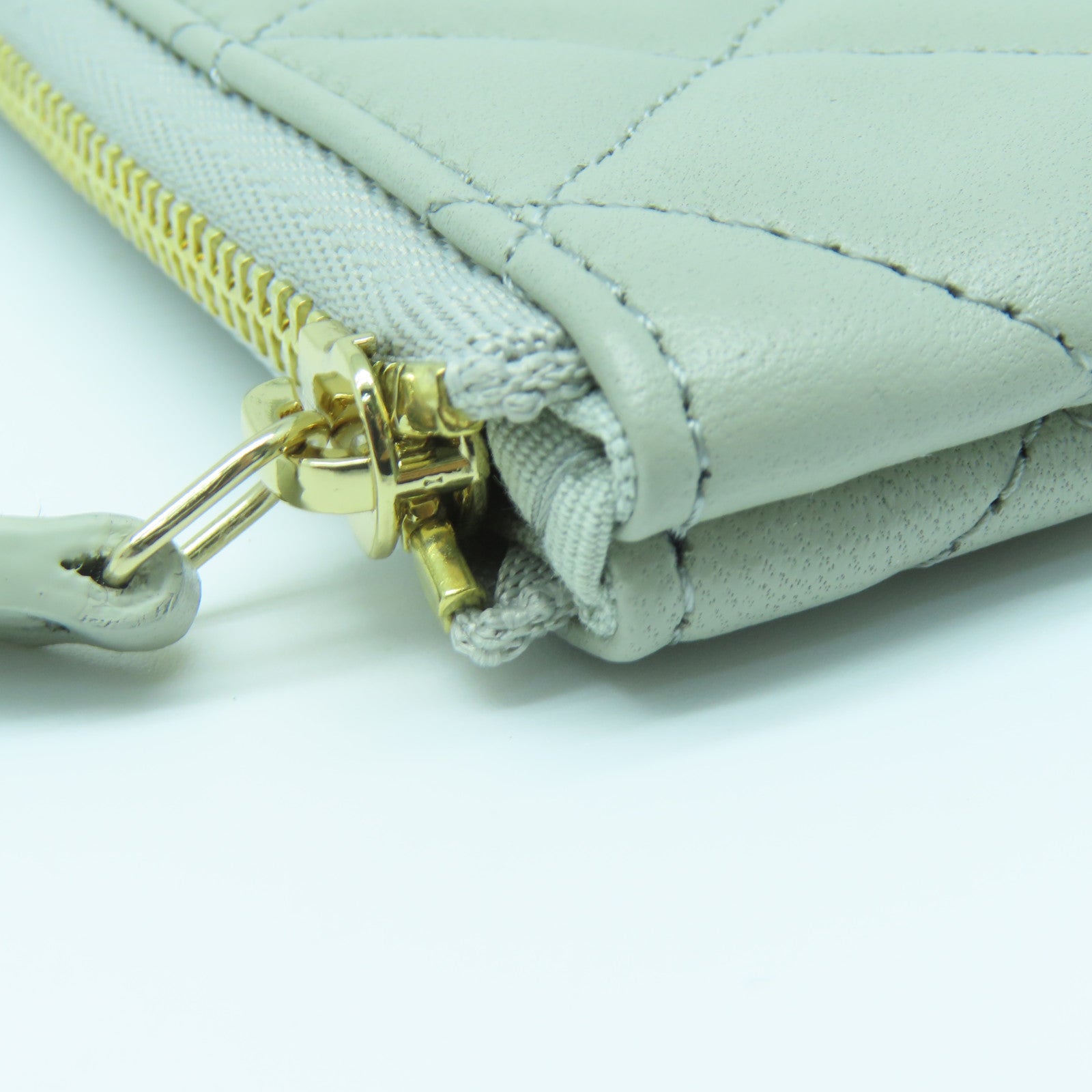 CHANEL diamond leather Pouch gold buckle clutch taupe