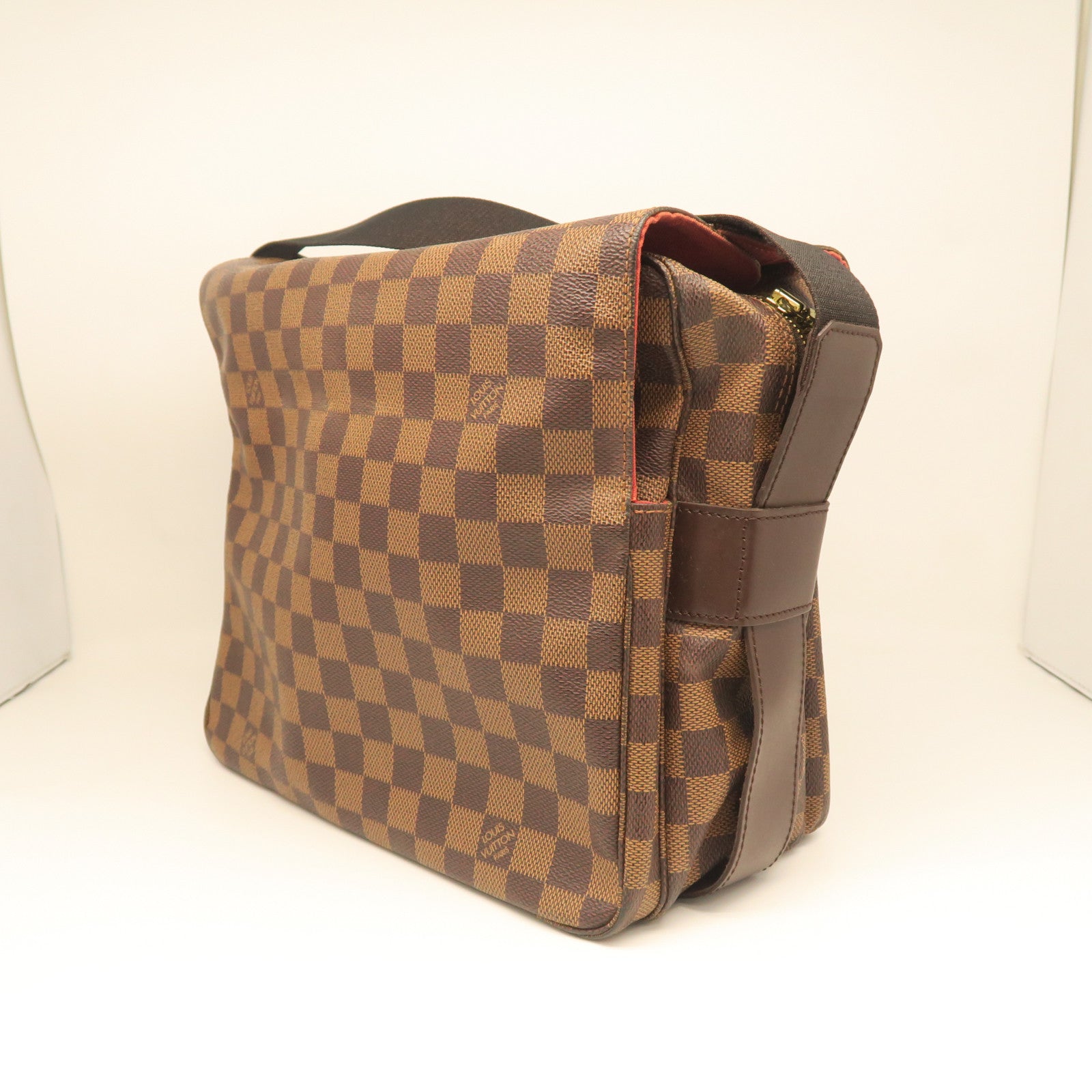 LOUIS VUITTON Damier Naviglio Gold Buckle Shoulder Bag Brown