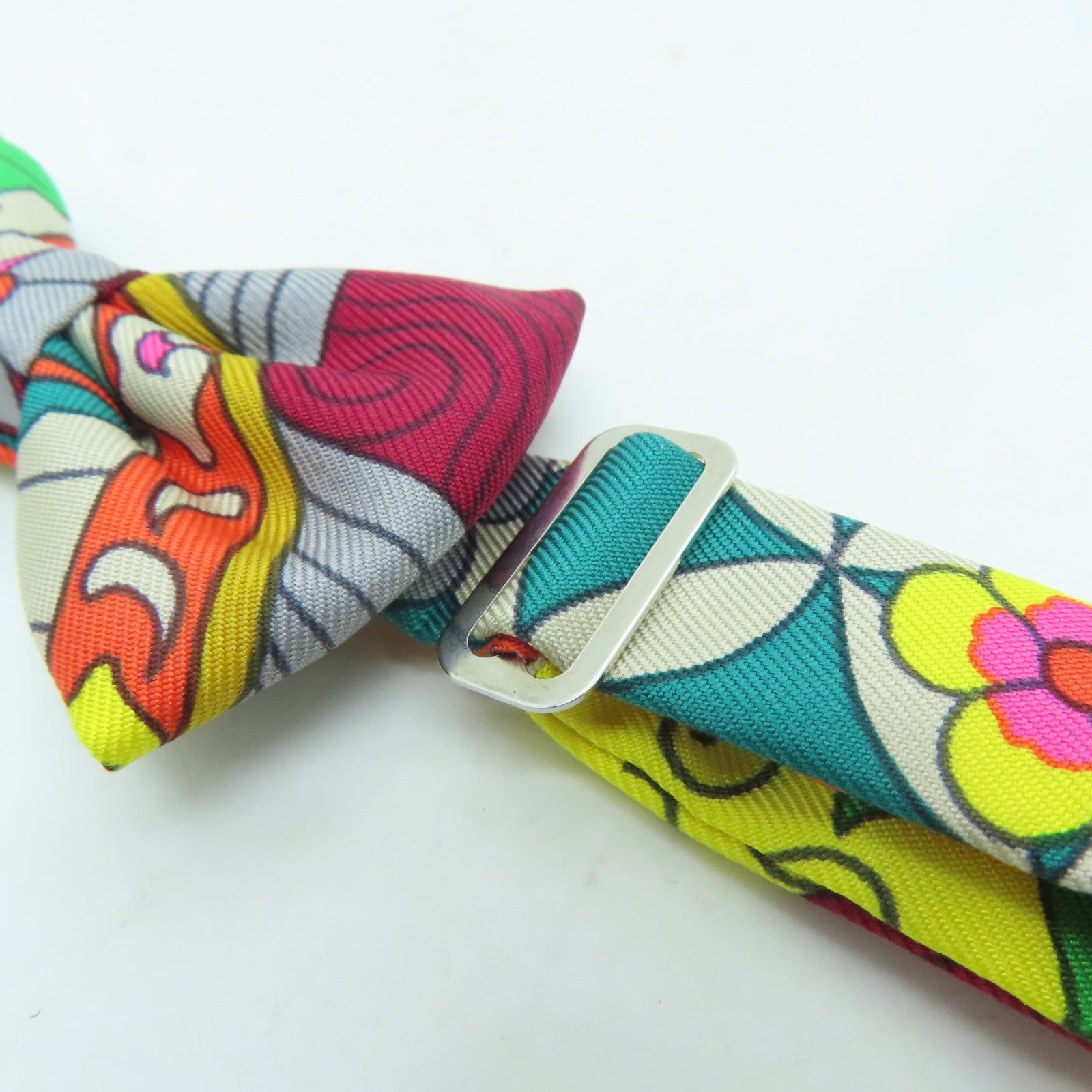 HERMES 絲質Bowtie銀扣領結彩色