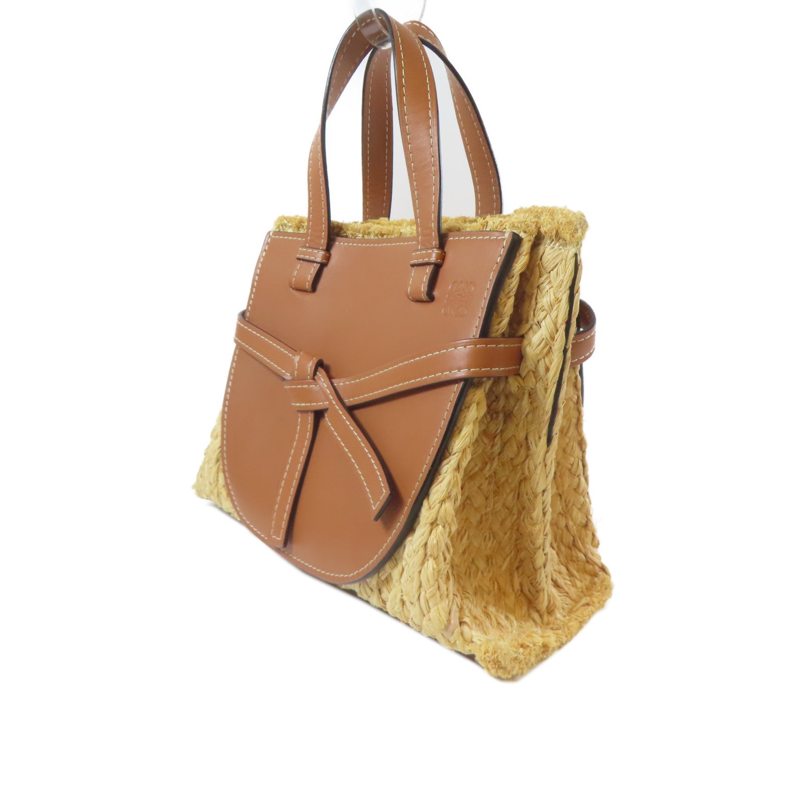 LOEWE 牛皮皮革2 Way Shoulder金扣手挽肩背兩用袋啡色