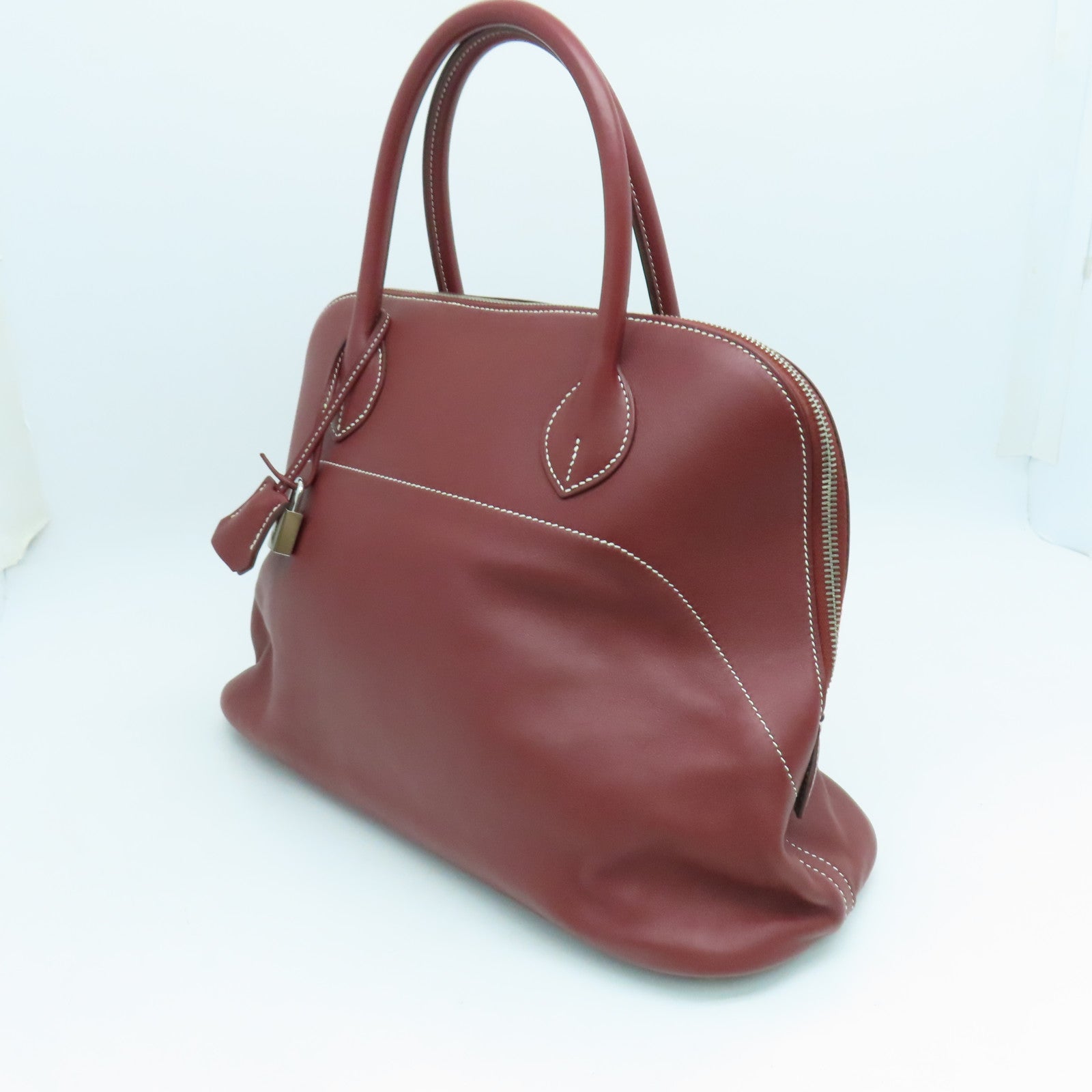 HERMES Veau Swift Leather Bolide Relax 35 Handle Bag Silver Buckle