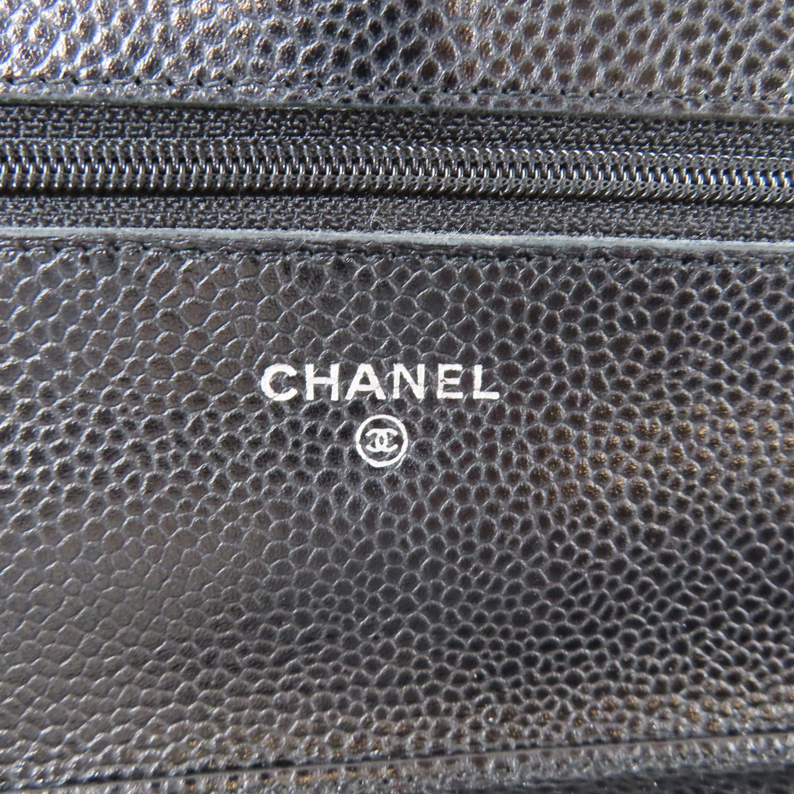 CHANEL 菱格Caviar皮革Wallet On Chain銀扣鏈帶肩背袋黑色