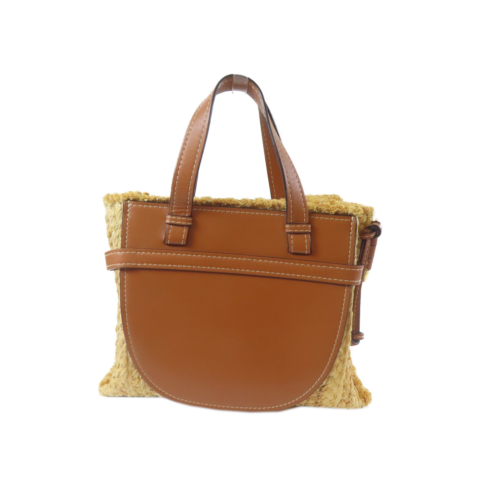LOEWE 牛皮皮革2 Way Shoulder金扣手挽肩背兩用袋啡色