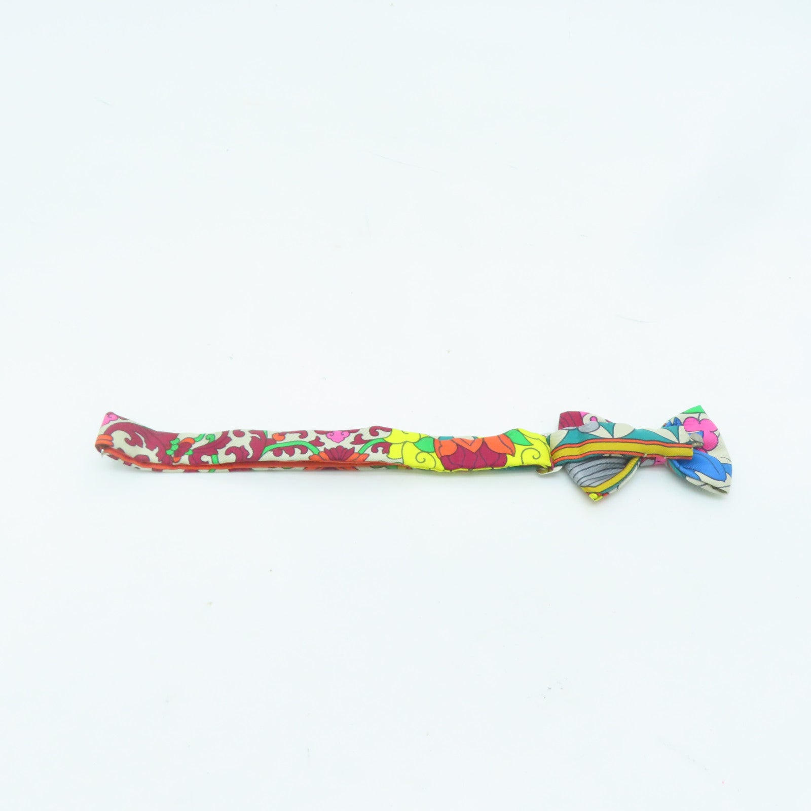 HERMES 絲質Bowtie銀扣領結彩色