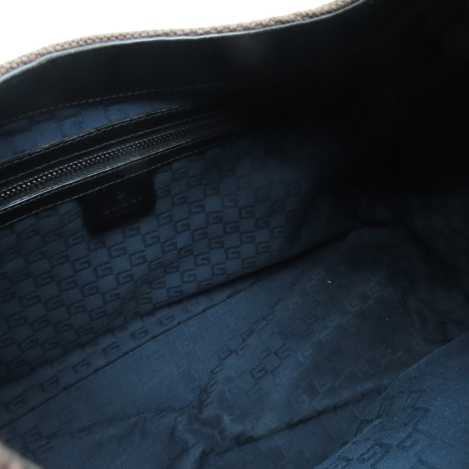 GUCCI canvas Tote Bag silver buckle handle bag brown
