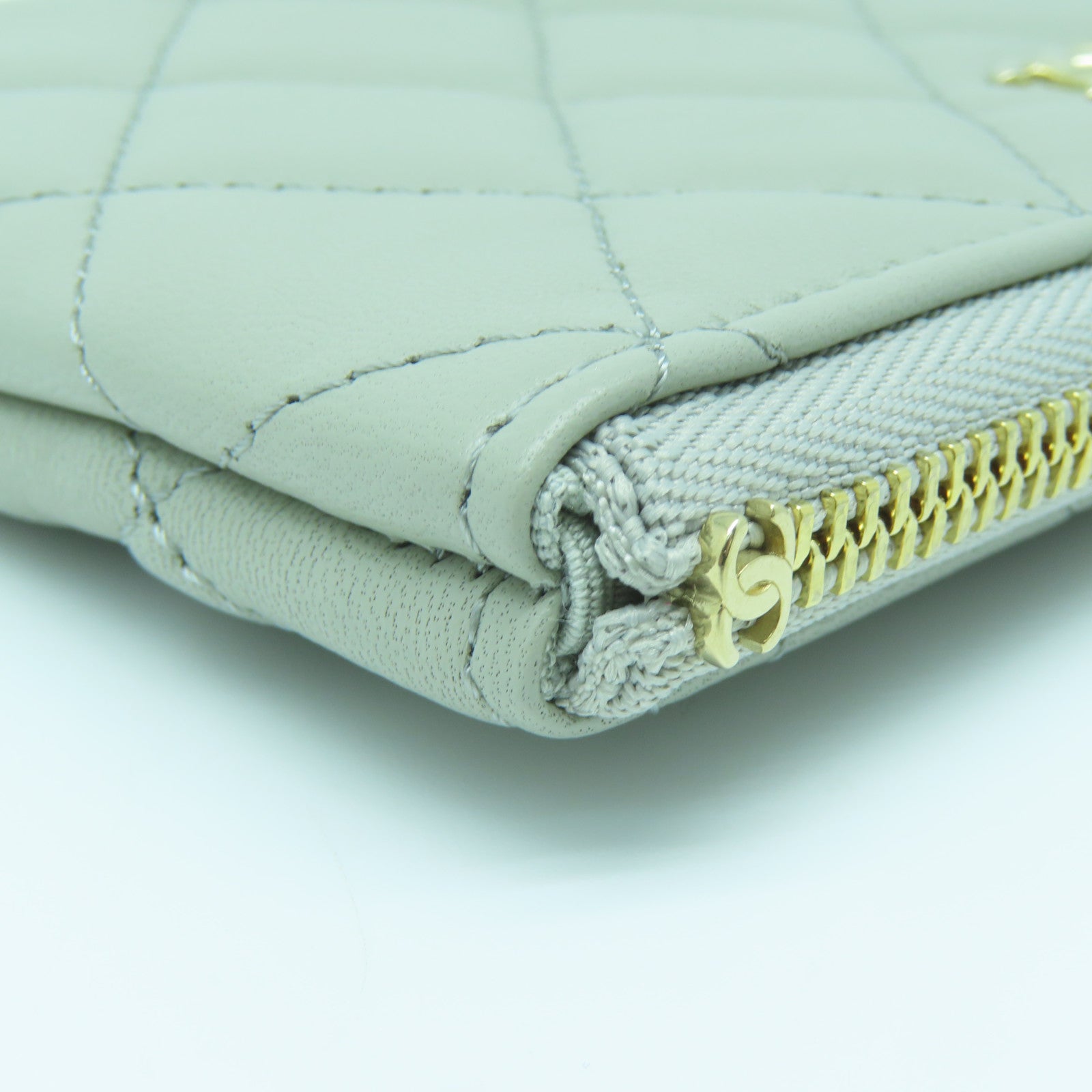 CHANEL diamond leather Pouch gold buckle clutch taupe