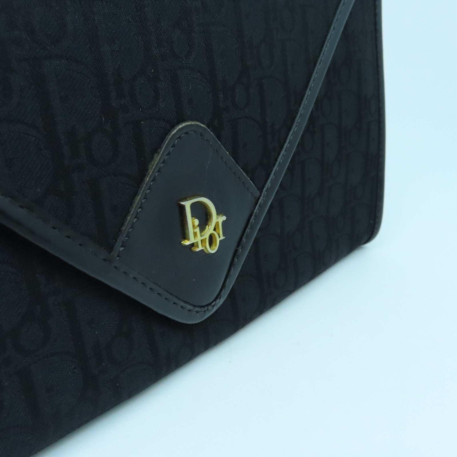 Dior 帆布Vintage Chain Shoulder Bag金扣鏈帶肩背袋黑色