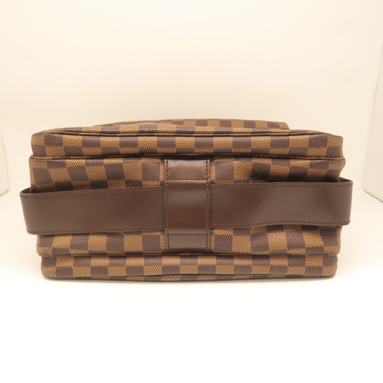 LOUIS VUITTON Damier Naviglio Gold Buckle Shoulder Bag Brown