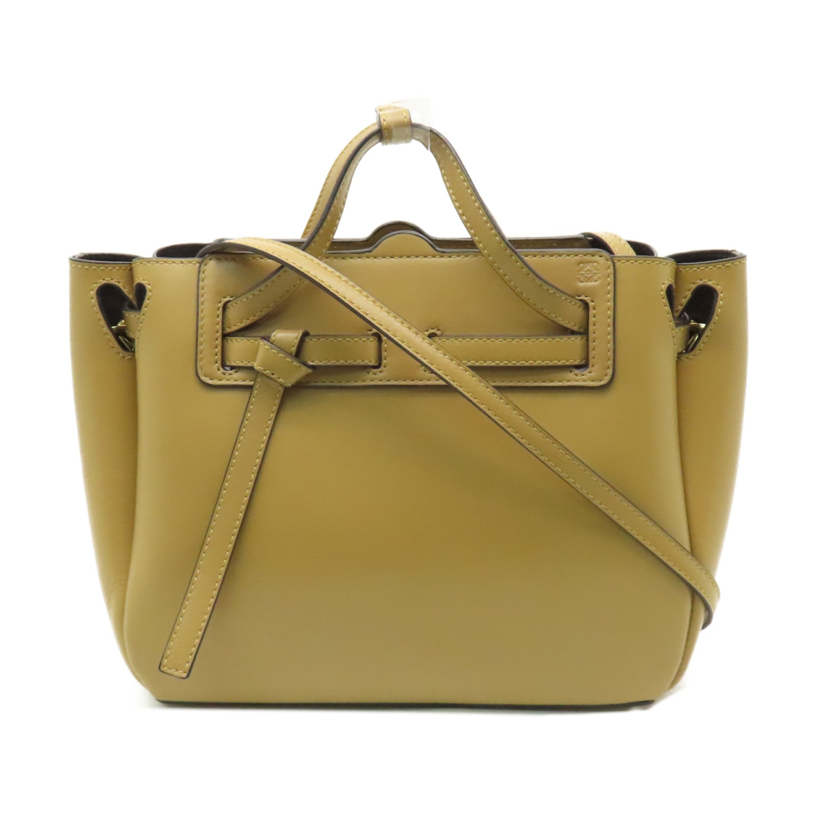 LOEWE 【激減優惠】牛皮皮革Lazo金扣手挽肩背兩用袋棕色