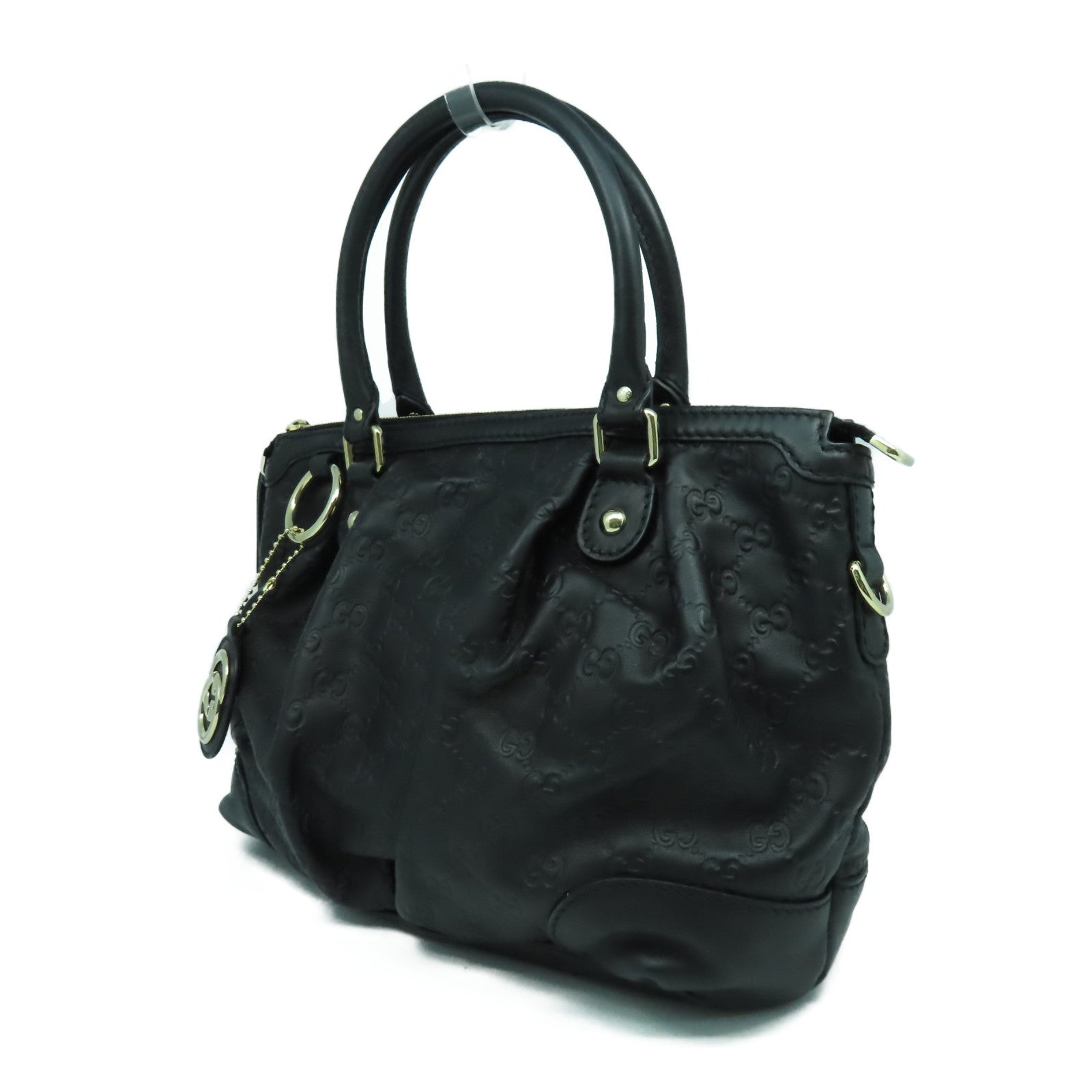 GUCCI 牛皮皮革2 Way Shoulder Bag金扣手挽肩背兩用袋黑色