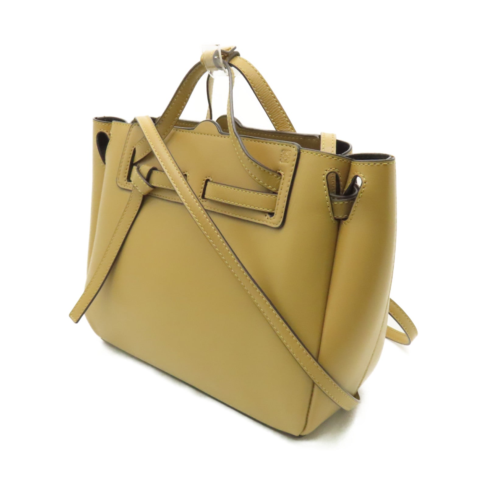 LOEWE 【激減優惠】牛皮皮革Lazo金扣手挽肩背兩用袋棕色