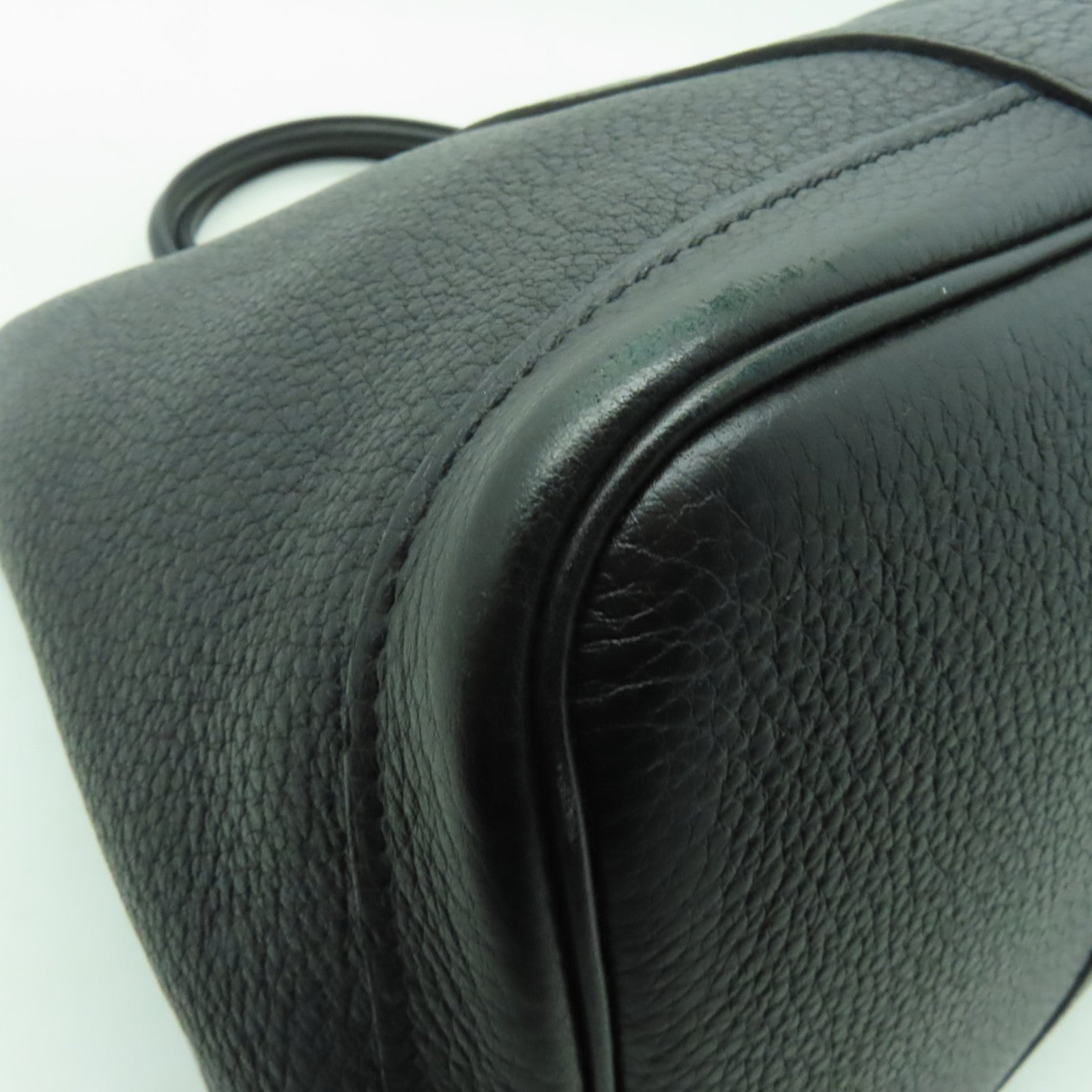 HERMES Negonda皮革Garden Party PM銀扣手挽袋黑色