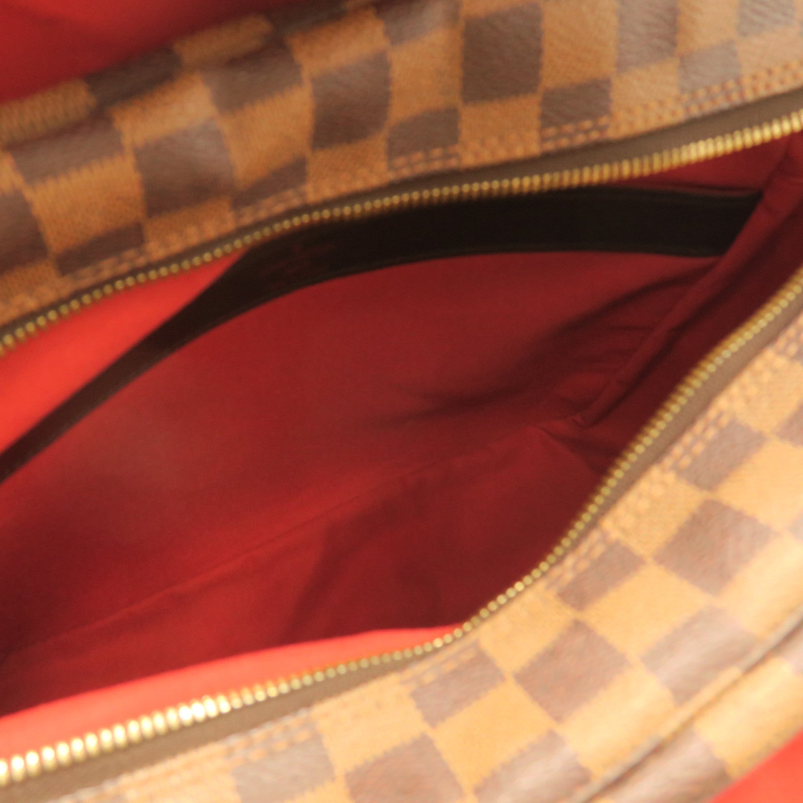 LOUIS VUITTON Damier Naviglio Gold Buckle Shoulder Bag Brown