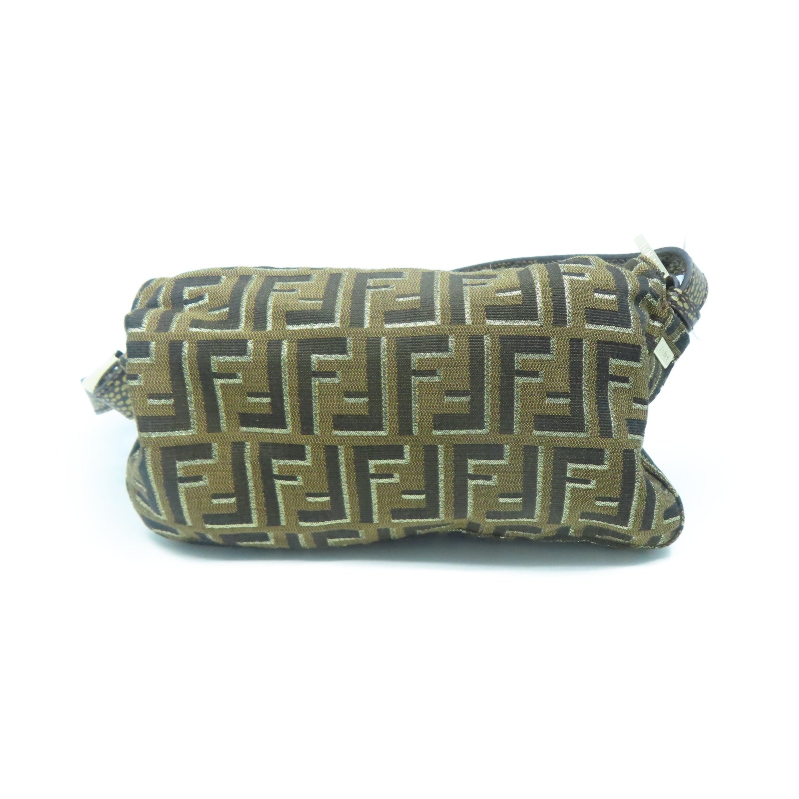 FENDI canvas Shoulder Bag gold buckle shoulder bag brown