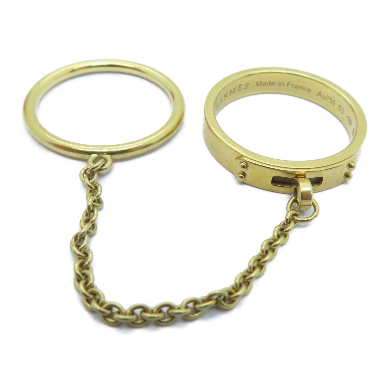 HERMES 【激減優惠】18K玫瑰金Kelly Double Ring戒指Hermes#53/US#5.75-6.5