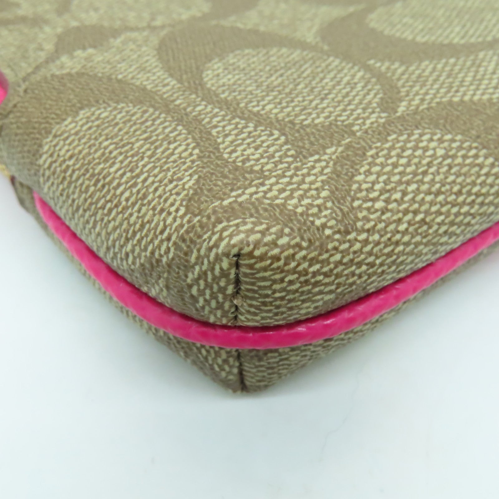COACH 帆布Clutch Bag金扣手拿包啡色/粉紅色