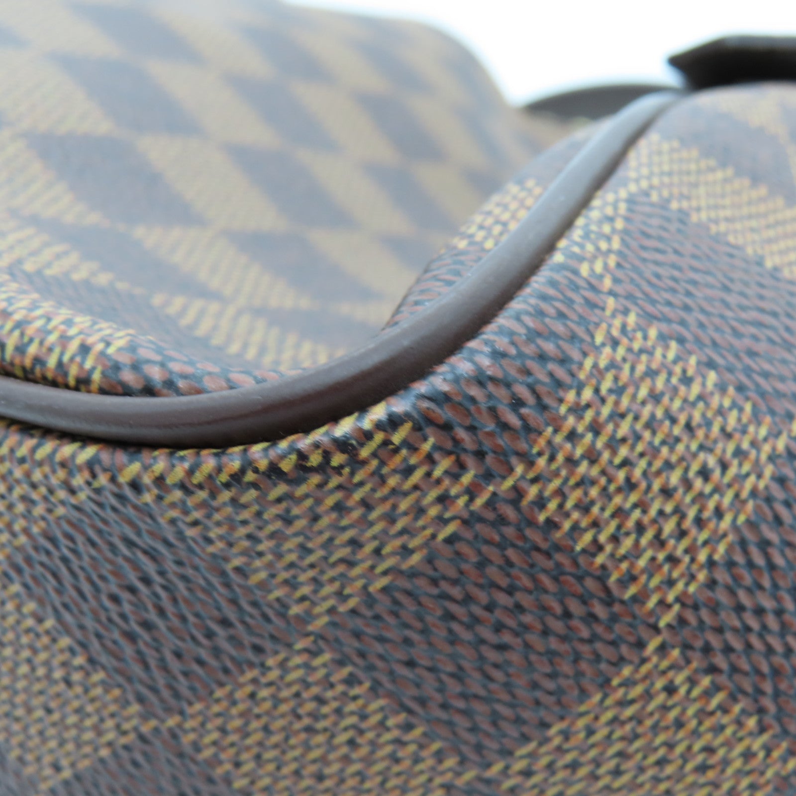 LOUIS VUITTON Damier Belem MM Gold Buckle Shoulder Bag Brown