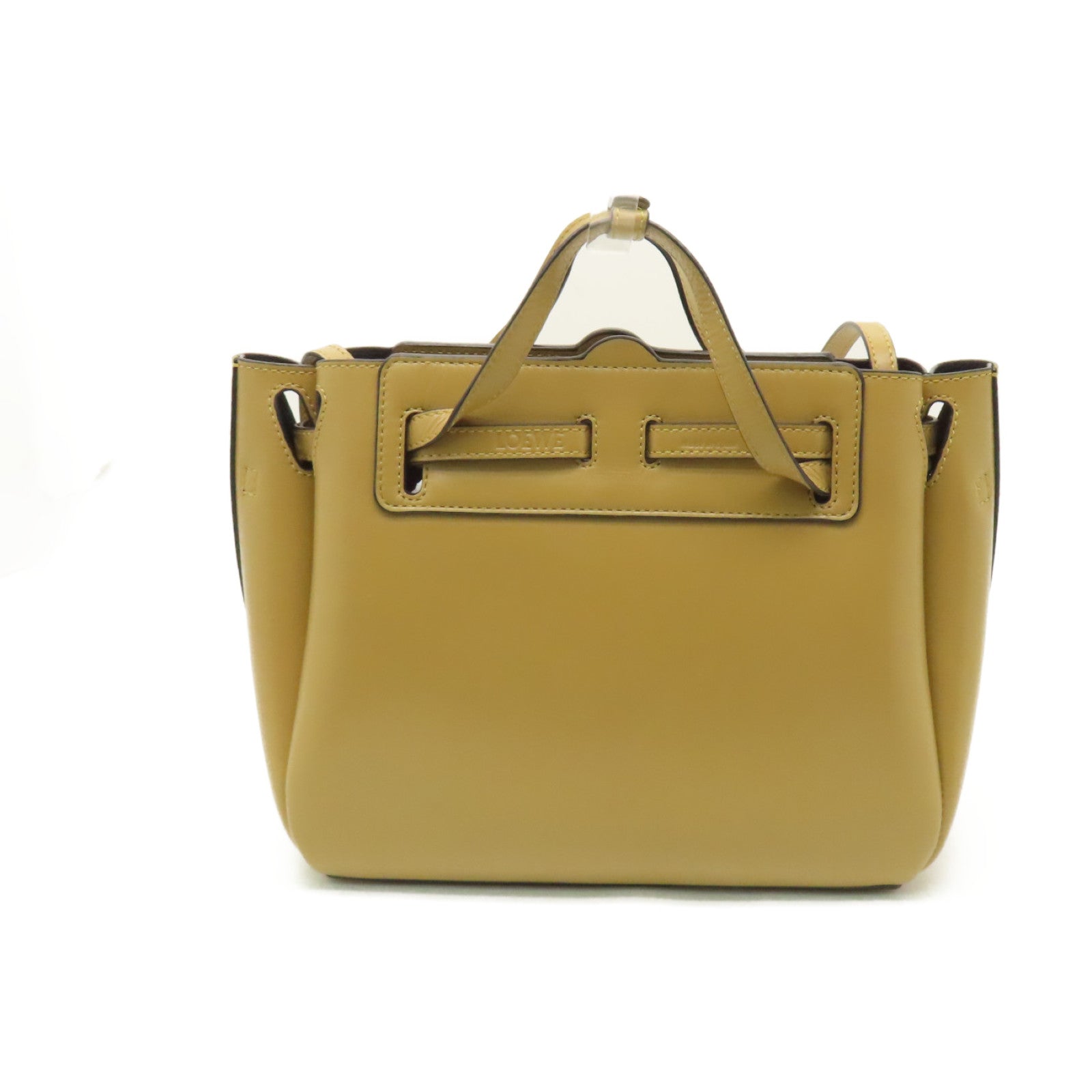 LOEWE 【激減優惠】牛皮皮革Lazo金扣手挽肩背兩用袋棕色