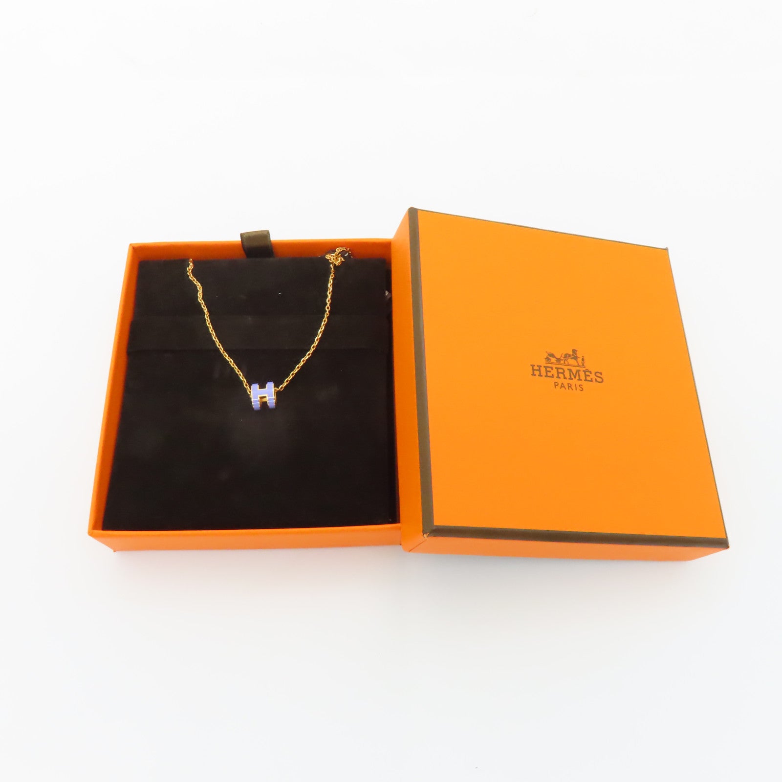 HERMES 金屬Mini Pop H Necklace項鍊紫色金色