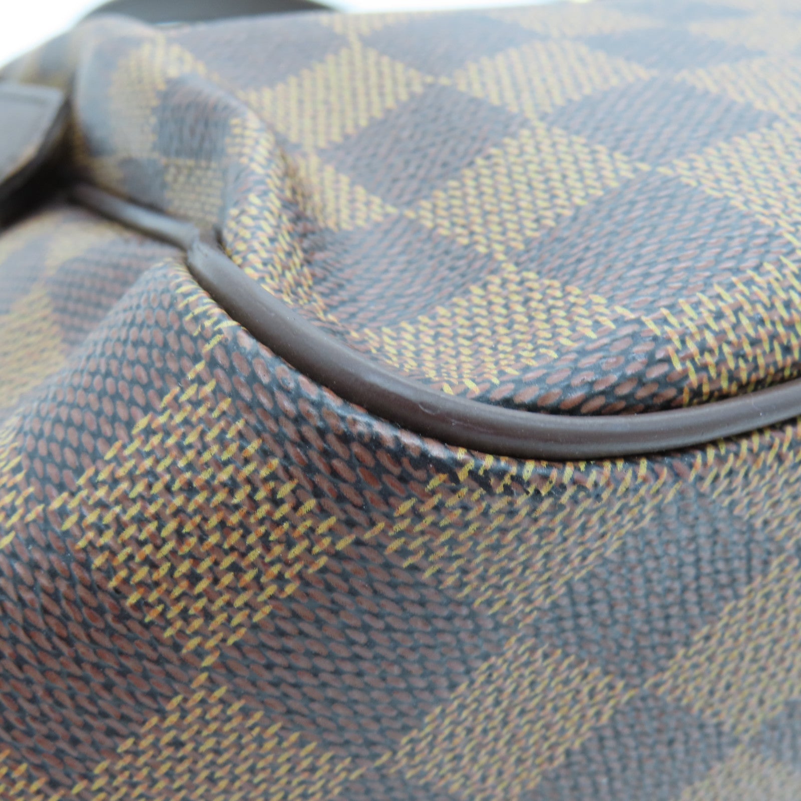LOUIS VUITTON Damier Belem MM Gold Buckle Shoulder Bag Brown