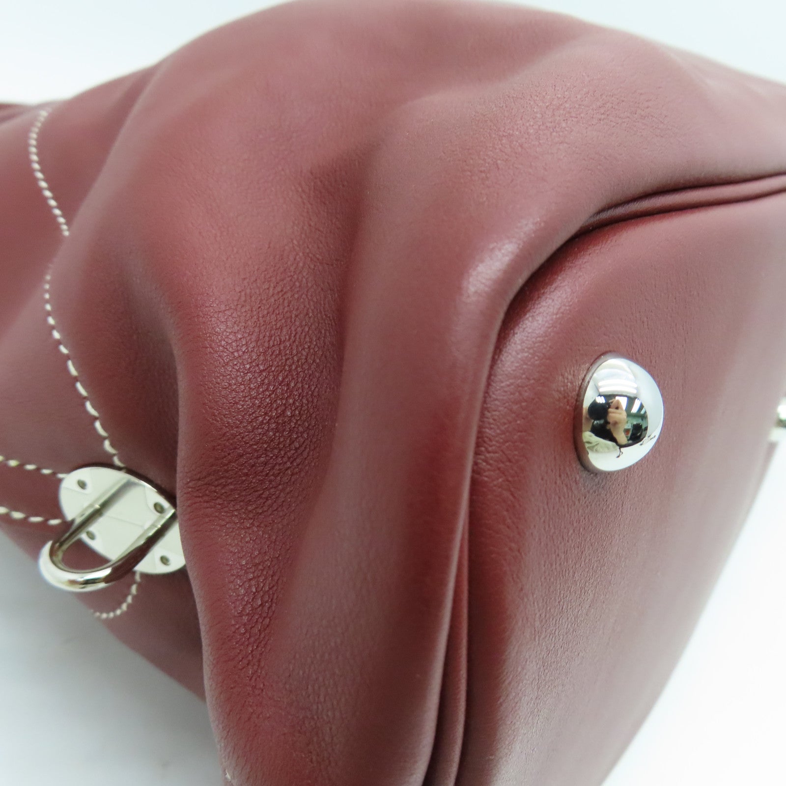 HERMES Veau Swift Leather Bolide Relax 35 Handle Bag Silver Buckle
