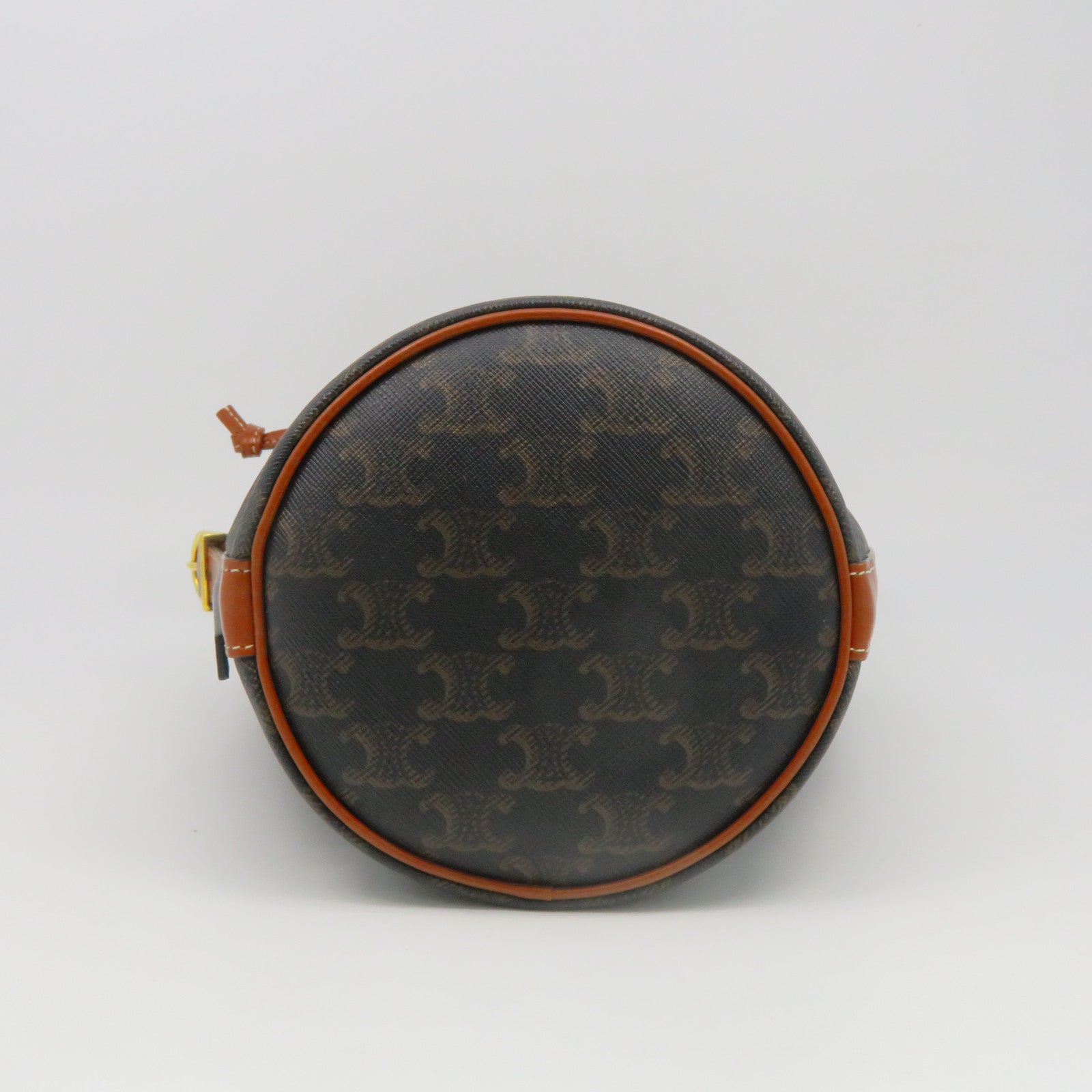 CELINE 牛皮皮革Triomphe Bucket Bag金扣肩背袋啡色