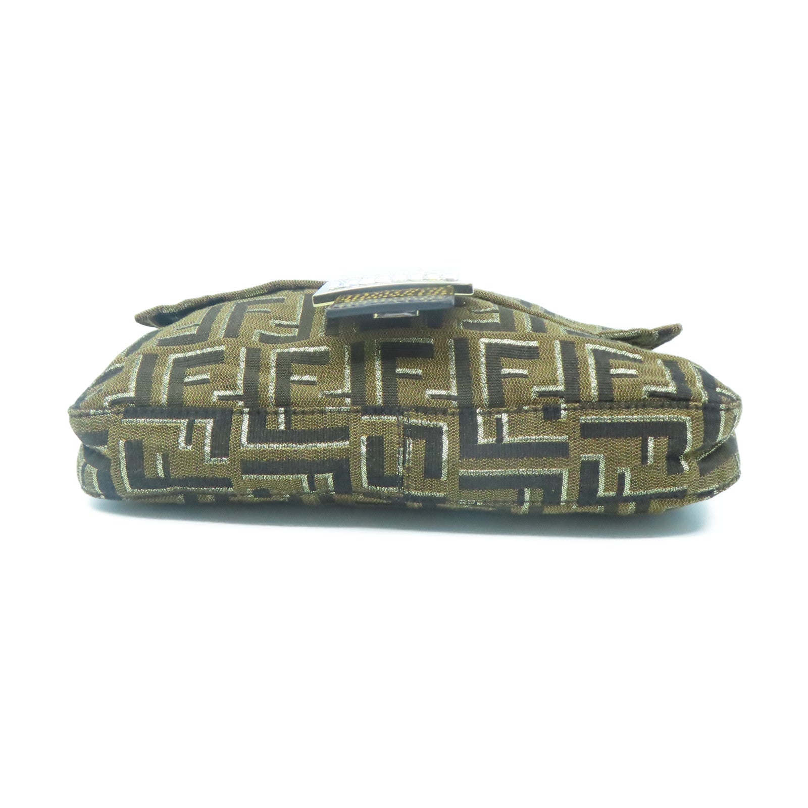 FENDI canvas Shoulder Bag gold buckle shoulder bag brown