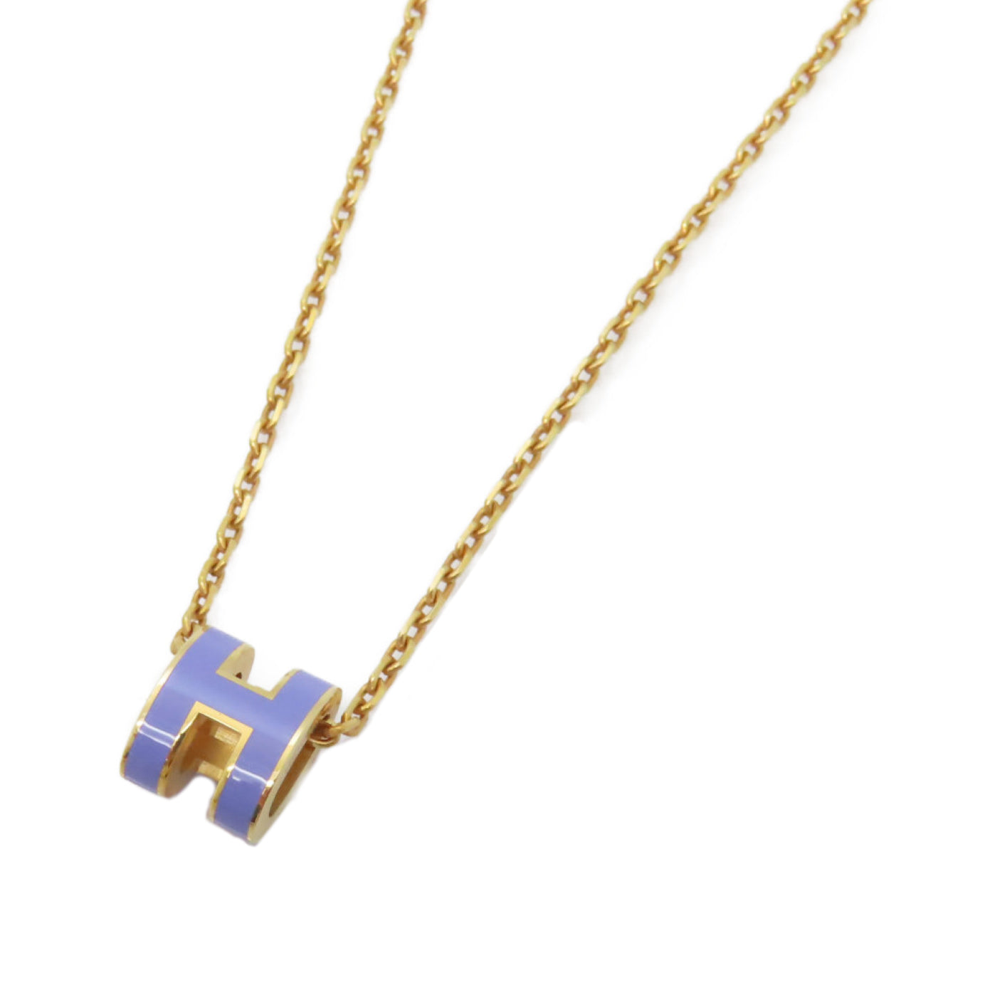 HERMES 金屬Mini Pop H Necklace項鍊紫色金色