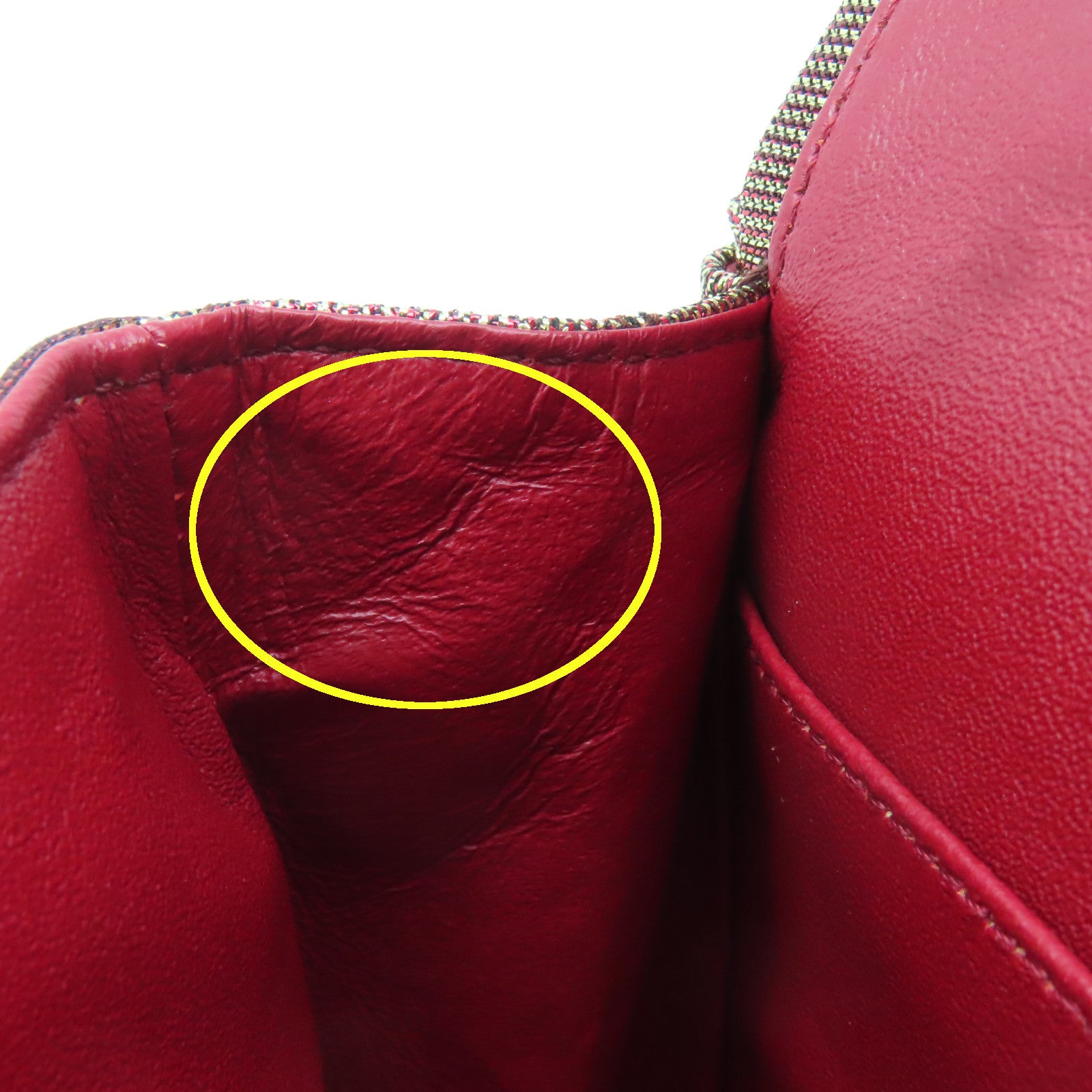 CHANEL Rhombus Nylon Chain Shoulder Gold Buckle Shoulder Bag Gold/Red