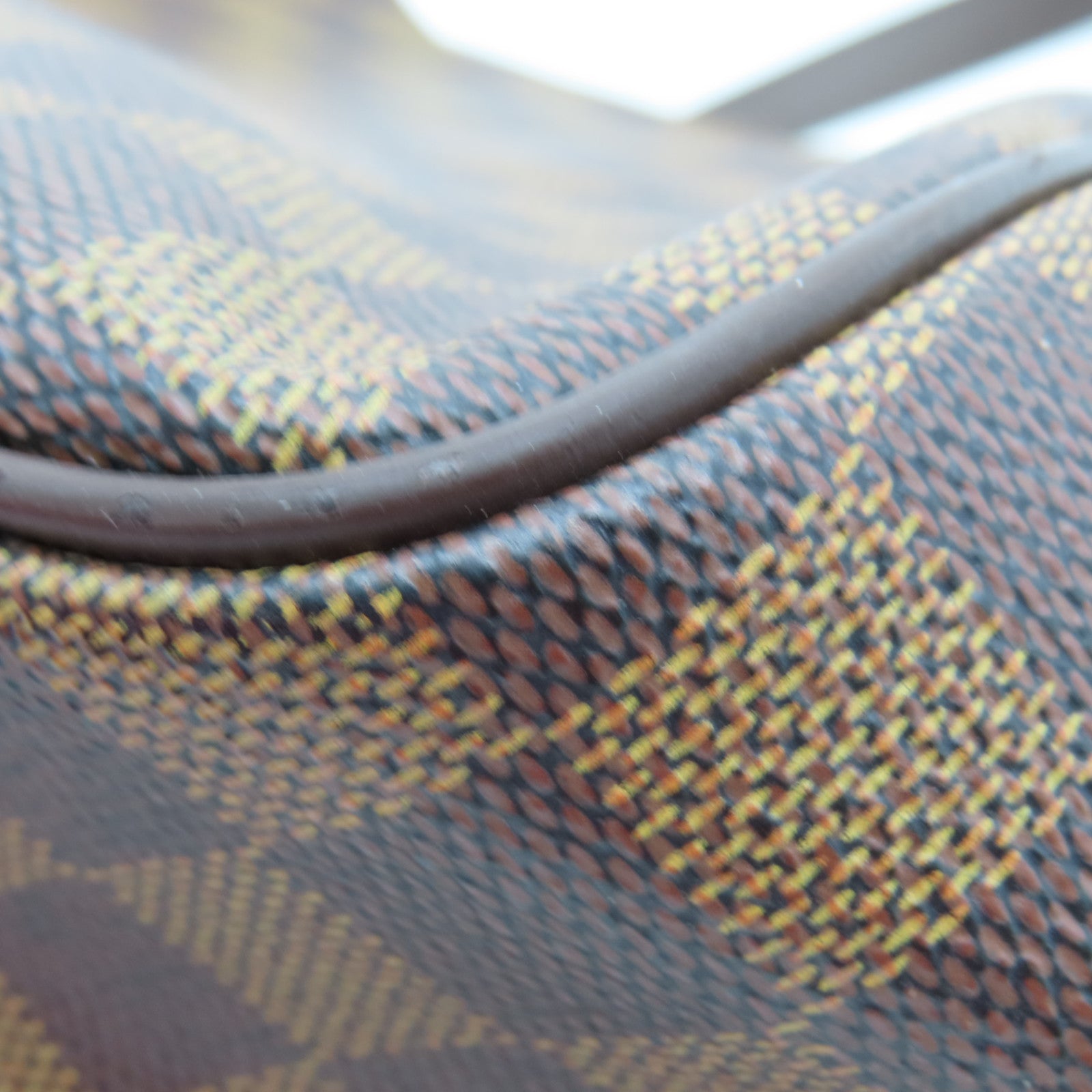 LOUIS VUITTON Damier Belem MM Gold Buckle Shoulder Bag Brown