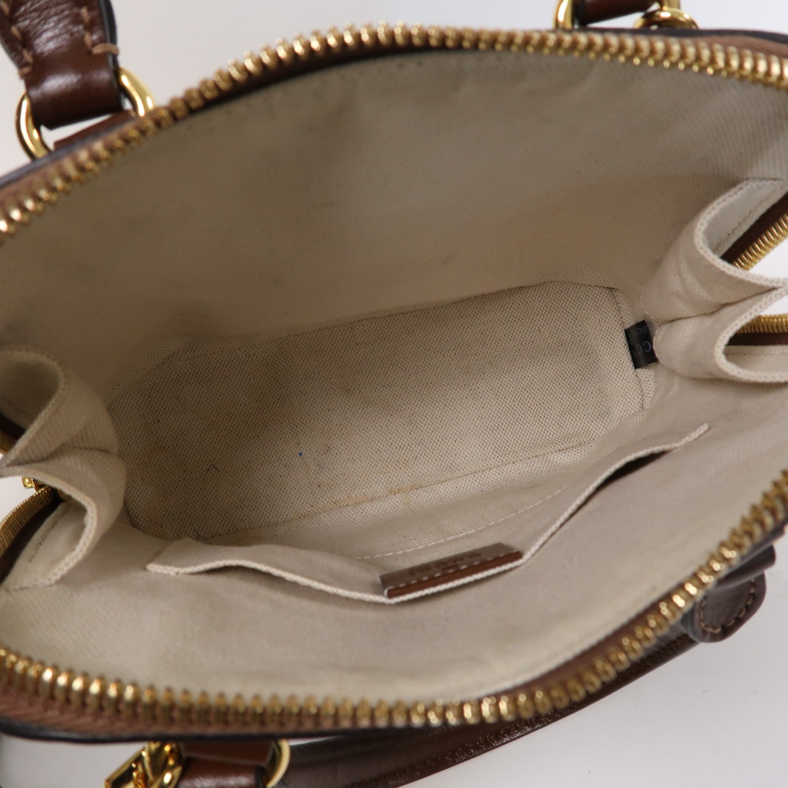 GUCCI 牛皮皮革/塗層帆布Horsebit 1955 Mini Top Handle Bag金扣手挽肩背兩用袋啡色