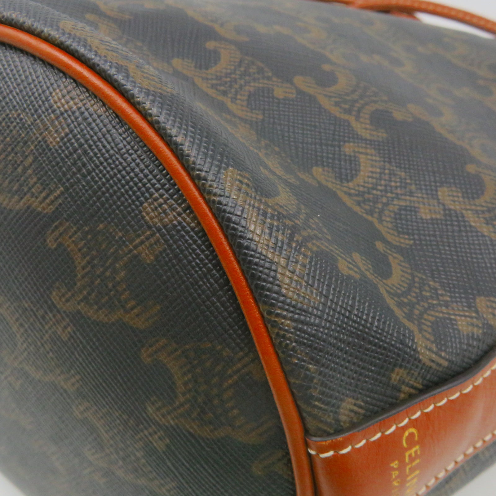 CELINE 牛皮皮革Triomphe Bucket Bag金扣肩背袋啡色