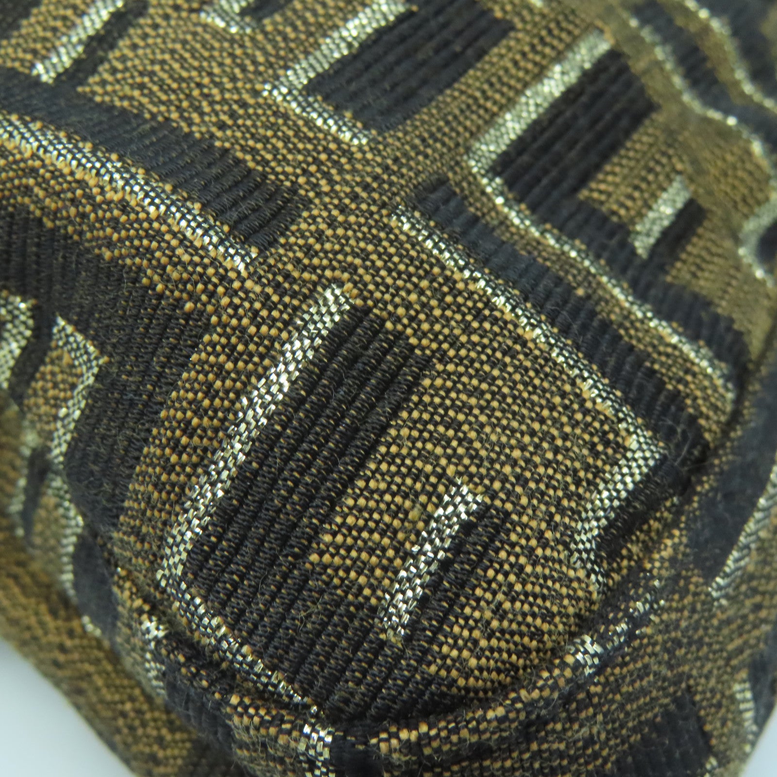 FENDI canvas Shoulder Bag gold buckle shoulder bag brown