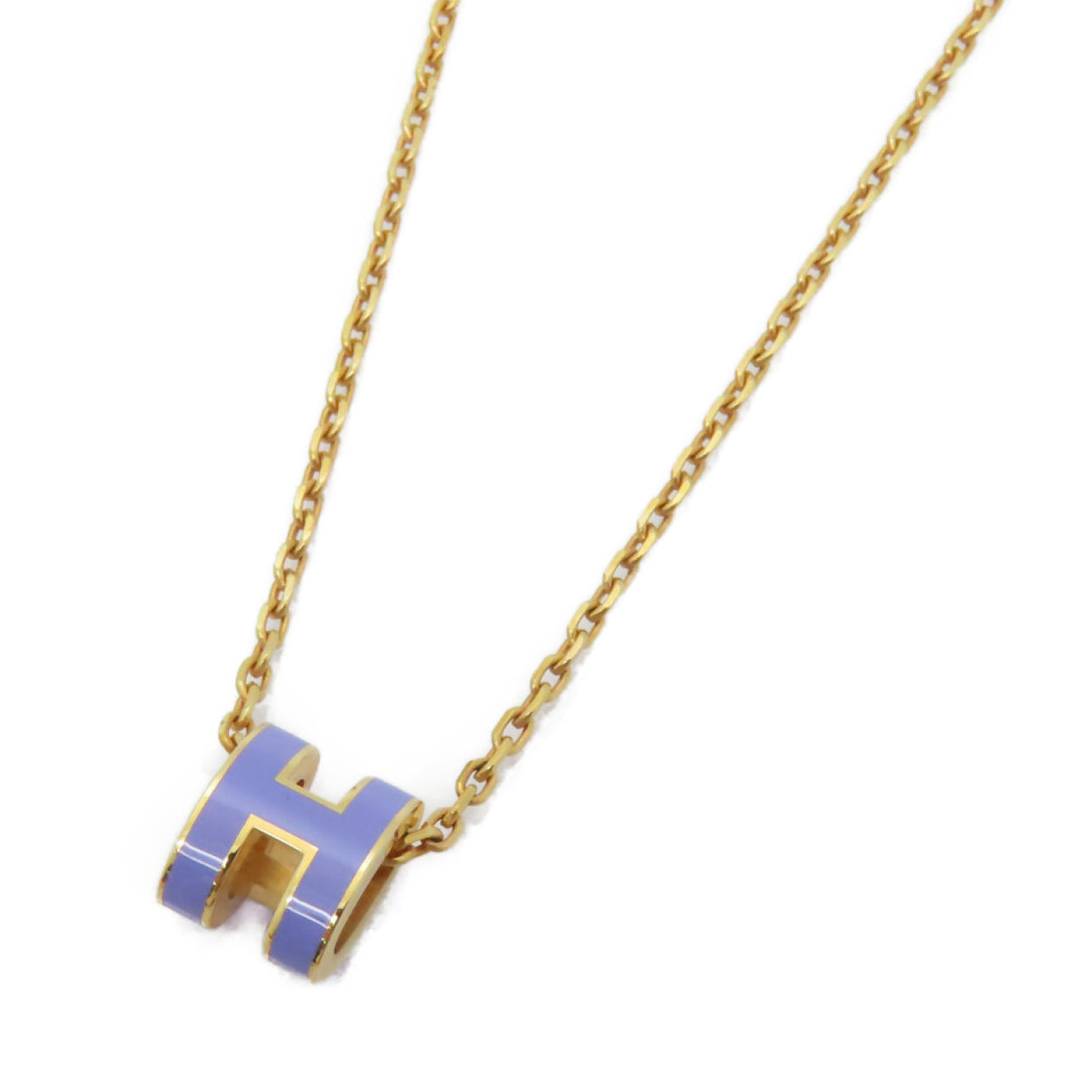 HERMES 金屬Mini Pop H Necklace項鍊紫色金色