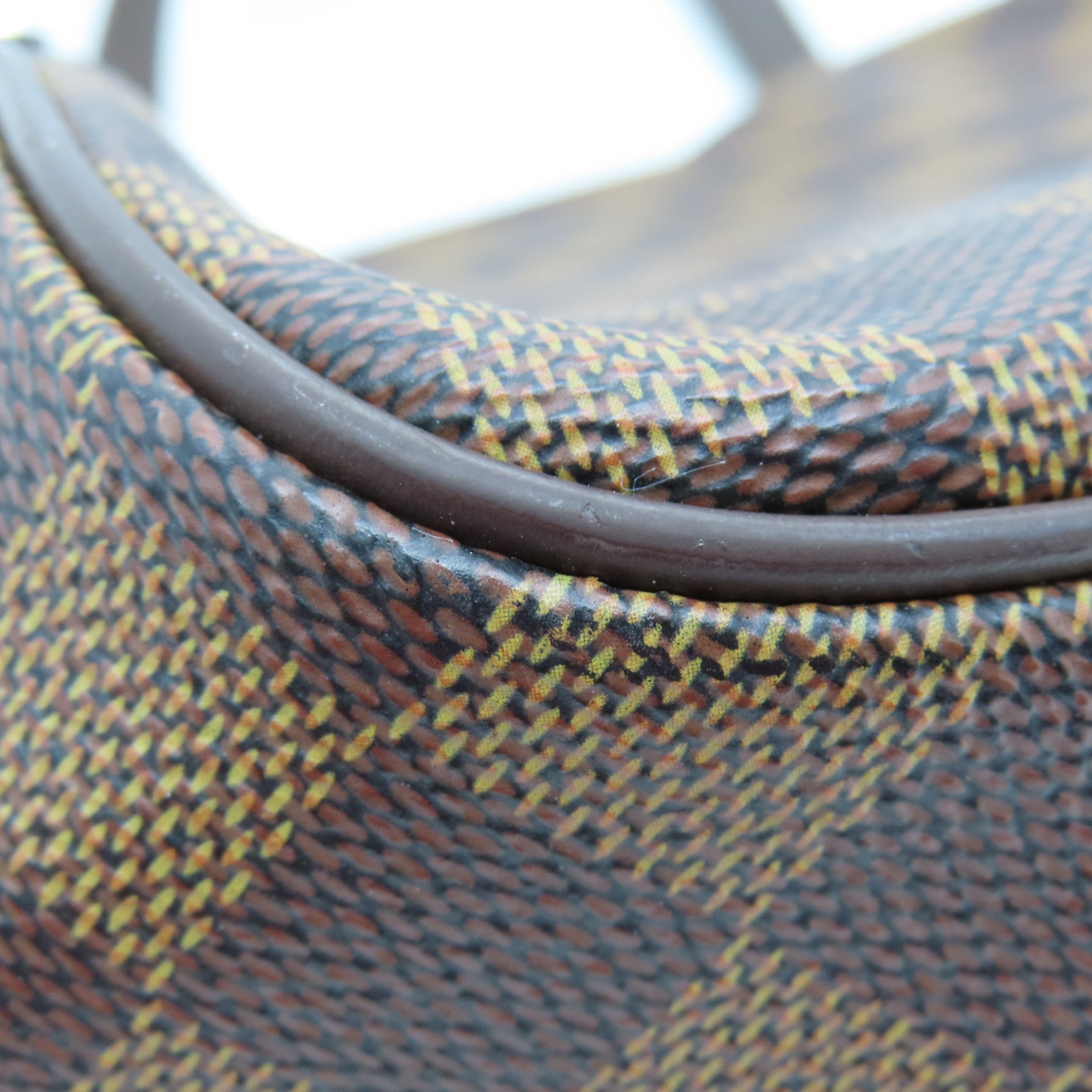 LOUIS VUITTON Damier Belem MM Gold Buckle Shoulder Bag Brown