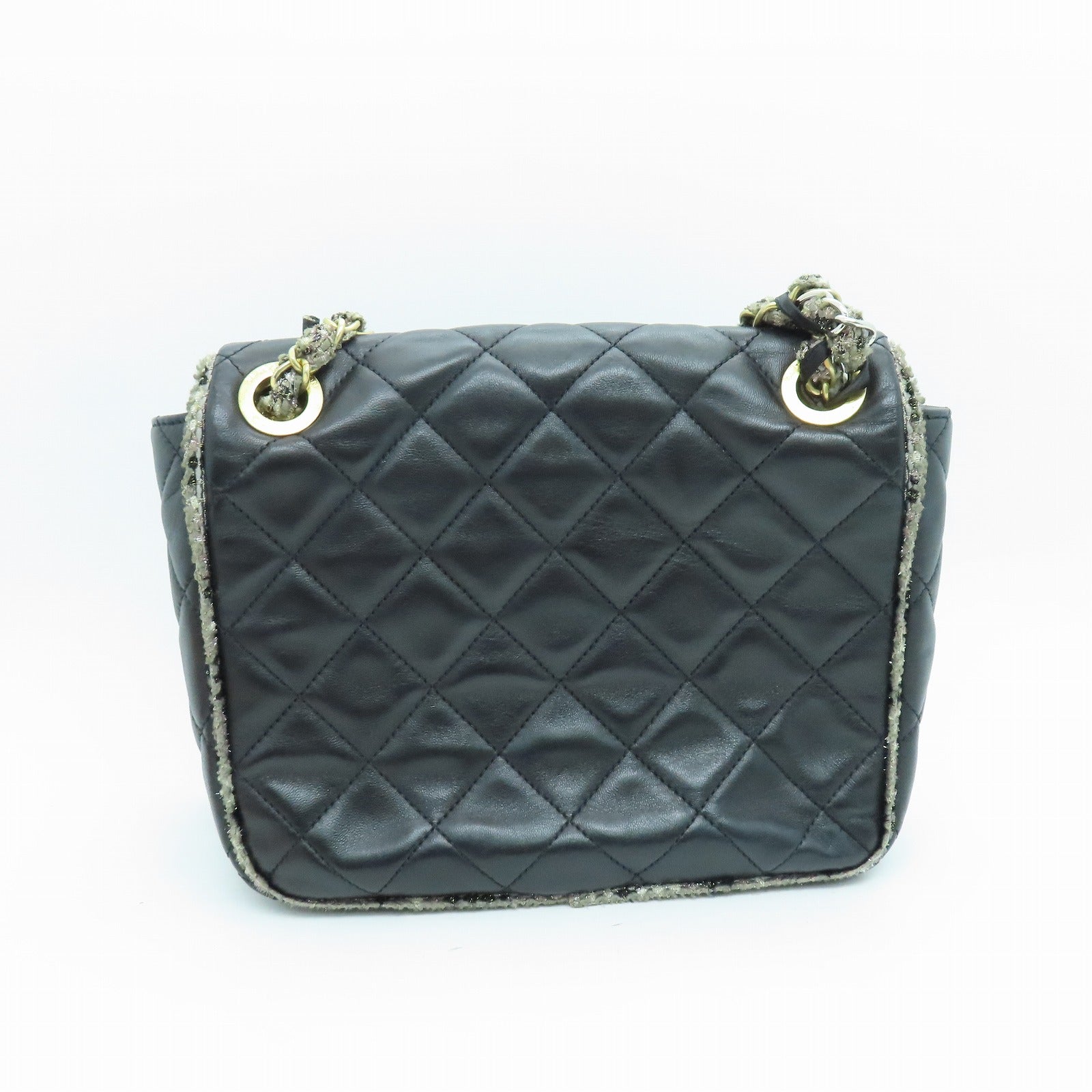 CHANEL 【激減優惠】菱格牛皮皮革Chain Shoulder金扣鏈帶肩背袋黑色