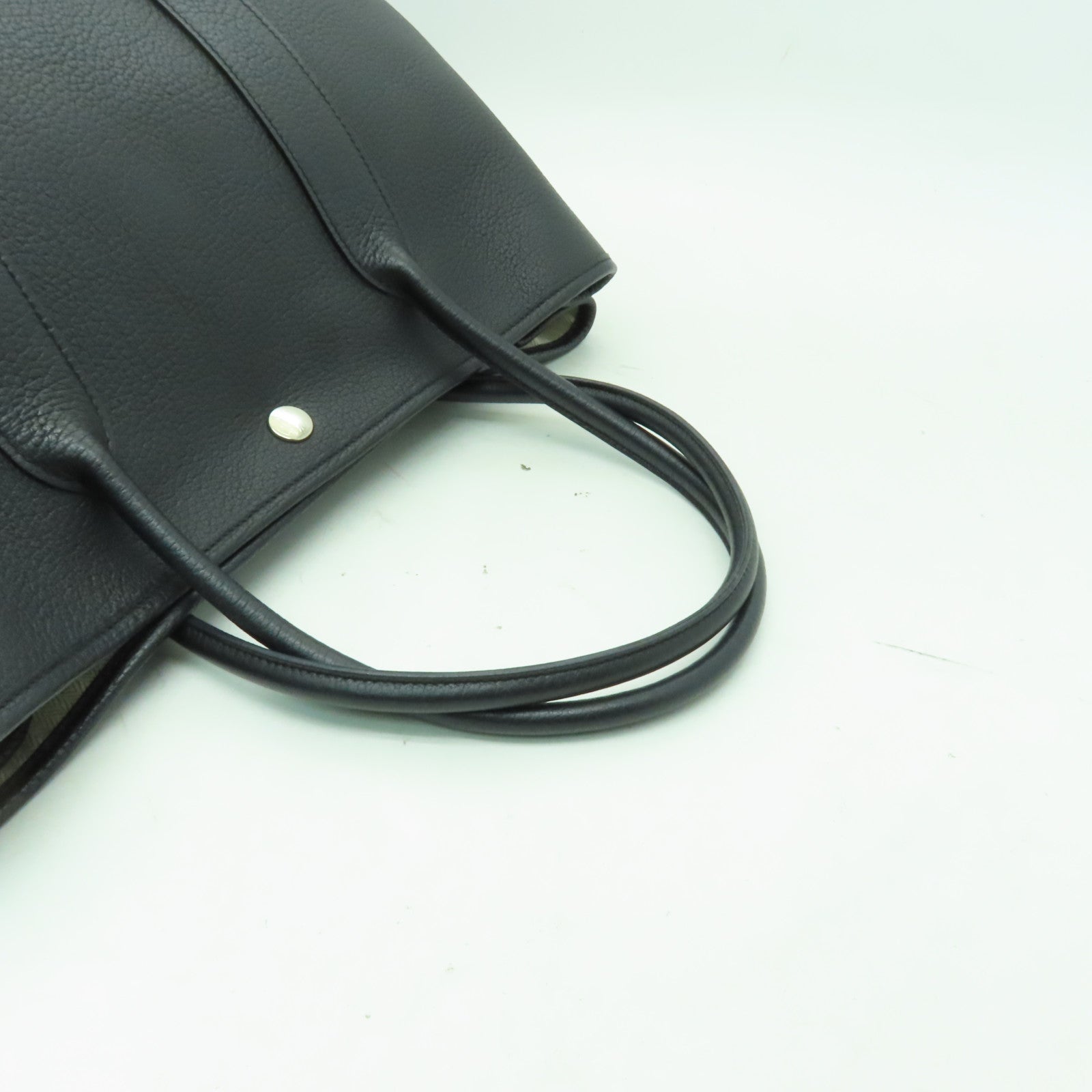 HERMES Negonda皮革Garden Party PM銀扣手挽袋黑色